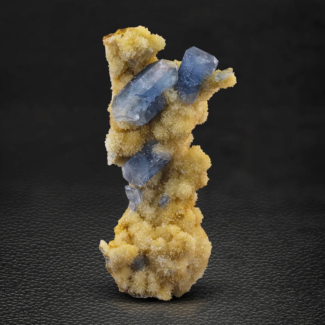 Artistic Specimen of Celestite Crystals on Calcite from Afghanistan