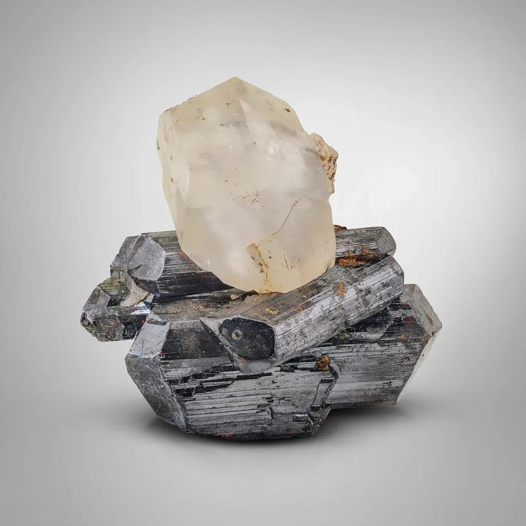 Adorable Aesthetic Black Rutile Crystals on Quartz from Pakistan