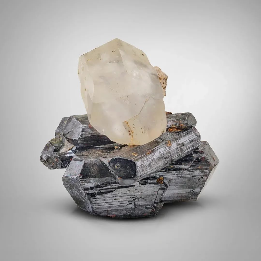 Adorable Aesthetic Black Rutile Crystals on Quartz from Pakistan