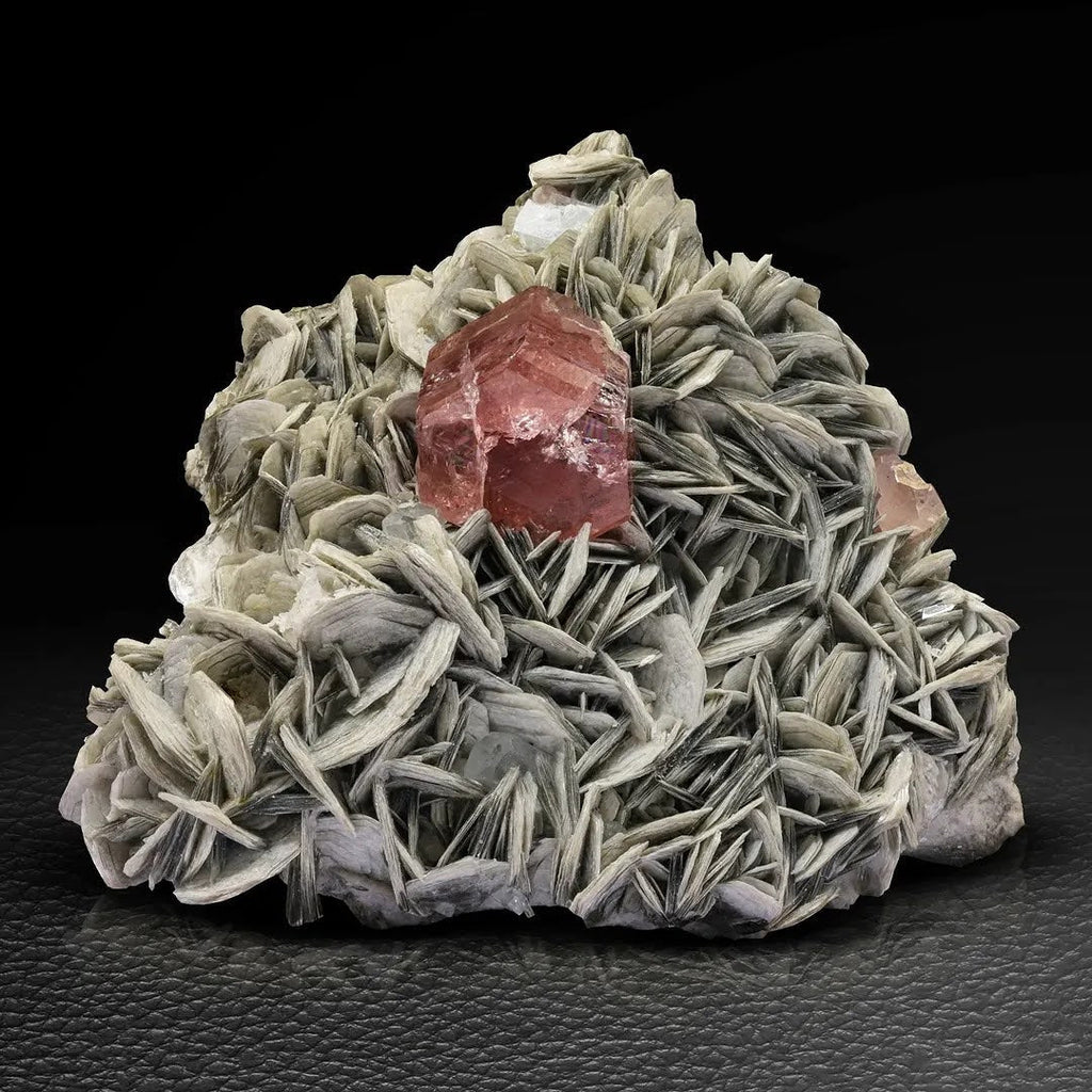 Pink Apatite Crystal Nicely Positioned on Muscovite Matrix from Pakistan