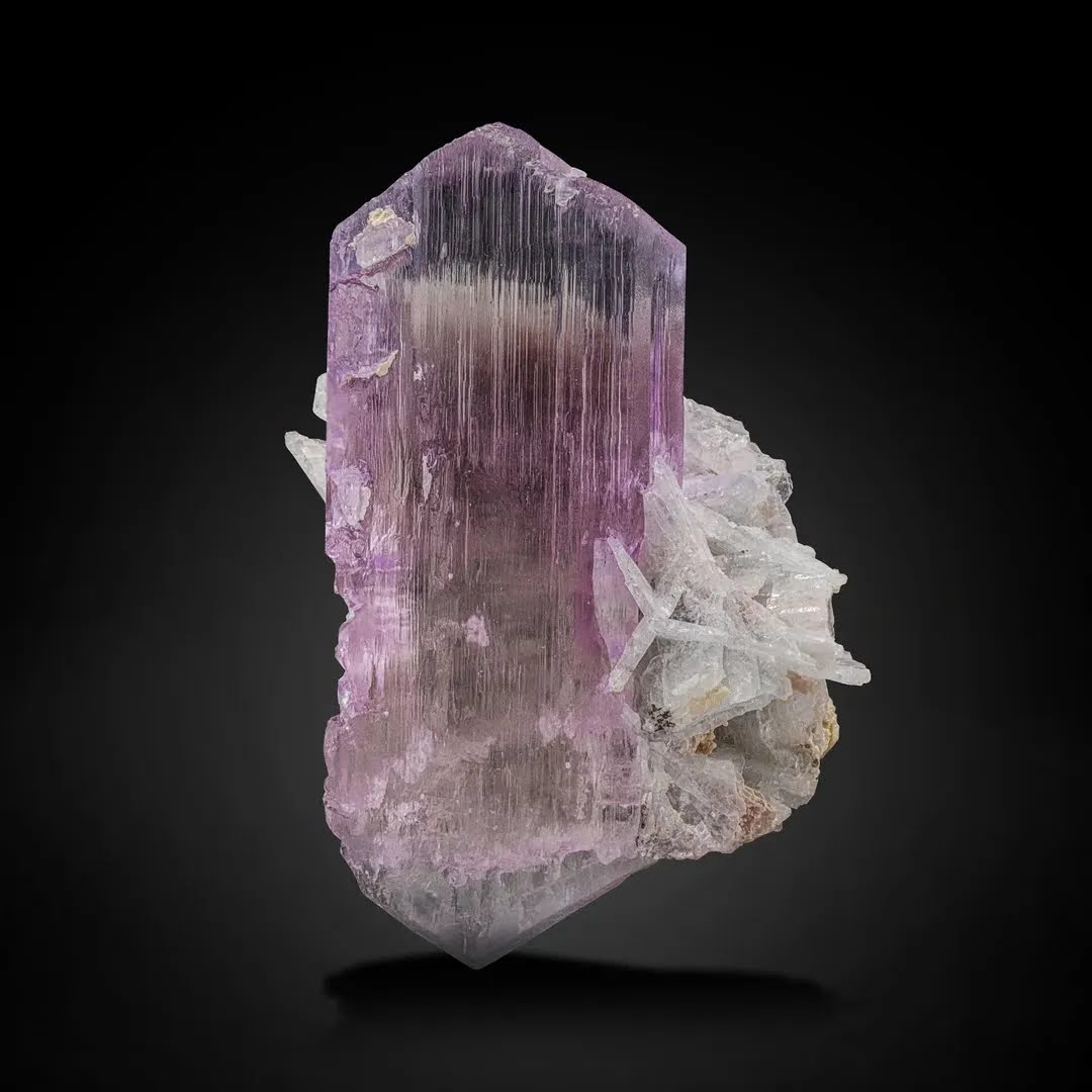 Double Terminated Pink Kunzite Crystal on Cleavelandite Matrix from Afghanistan