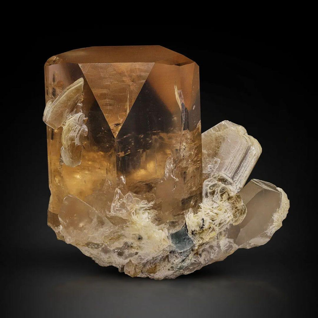 Multi Faced Topaz Crystal on Quartz with Mica from Pakistan