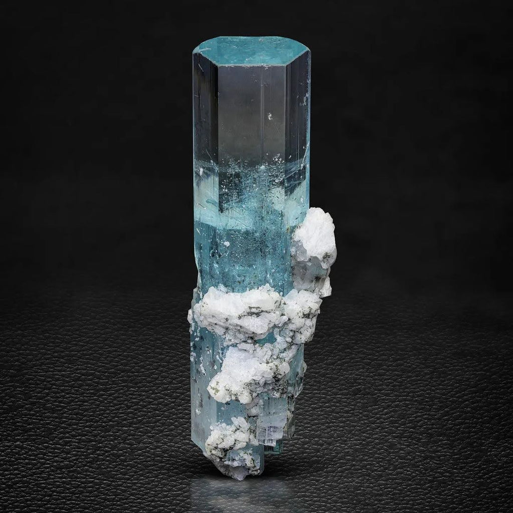 Blue Aquamarine Crystal with White Albite From Pakistan