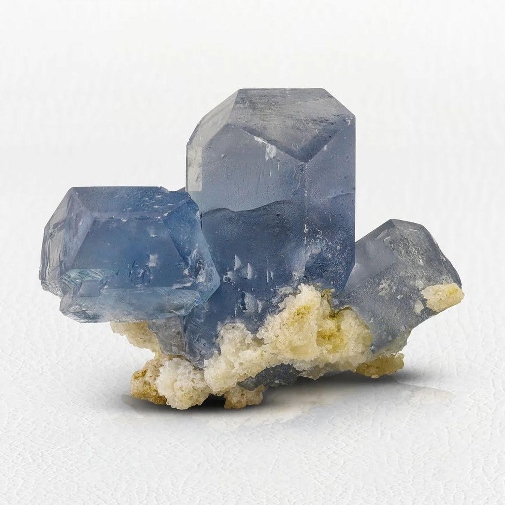 Radiant Blue Celestite Crystal Cluster on Calcite matrix from Afghanistan