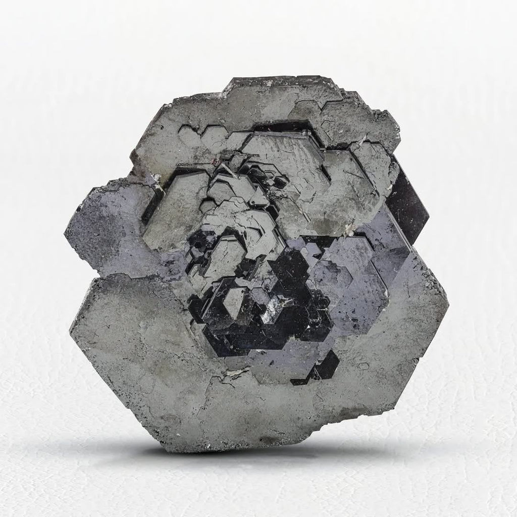 Double Terminated Metallic Black Hematite with Sagenite from Pakistan