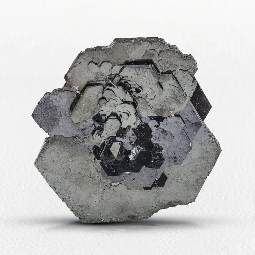 Double Terminated Metallic Black Hematite with Sagenite from Pakistan