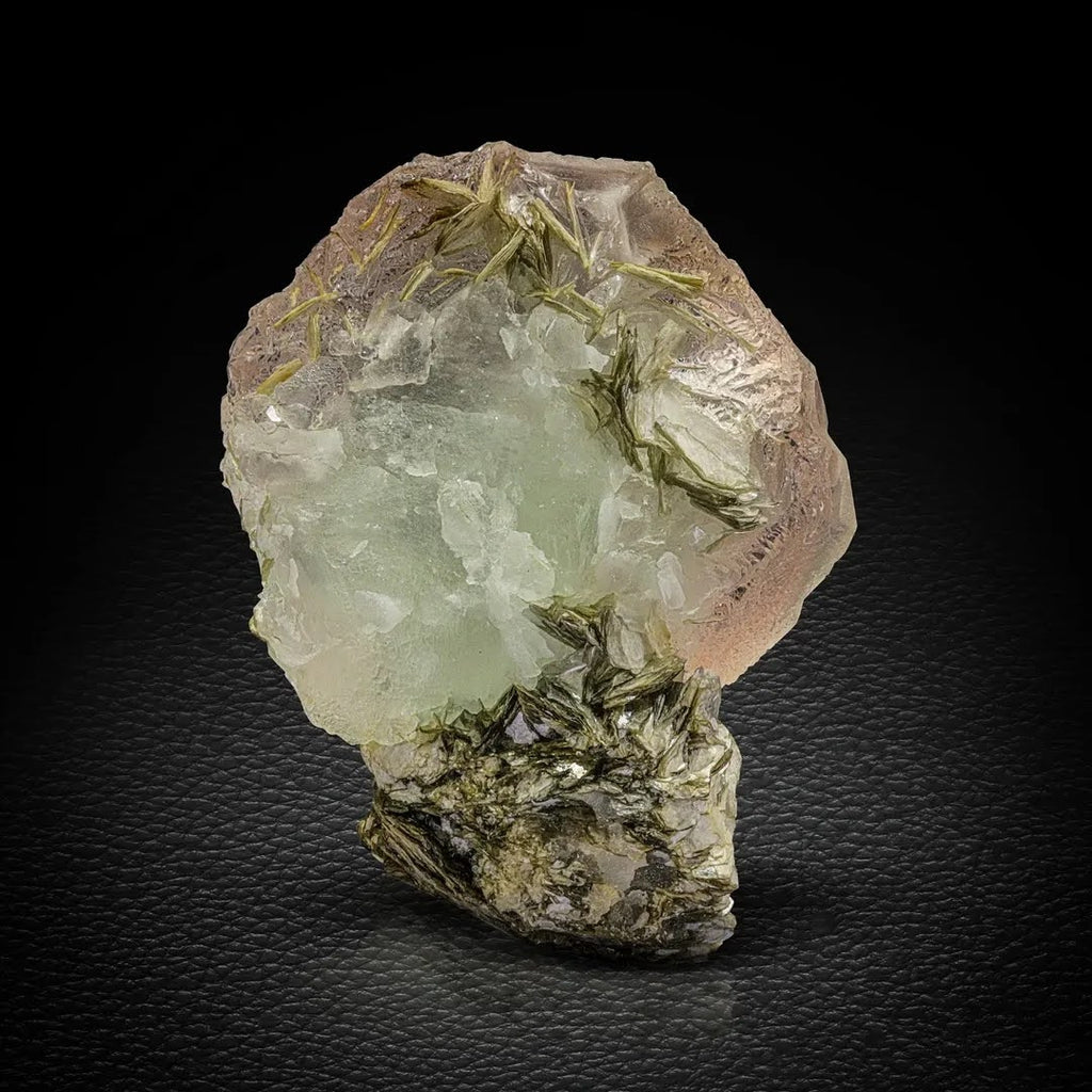 Bi color Focal Fluorite Crystal on Muscovite Matrix from Pakistan