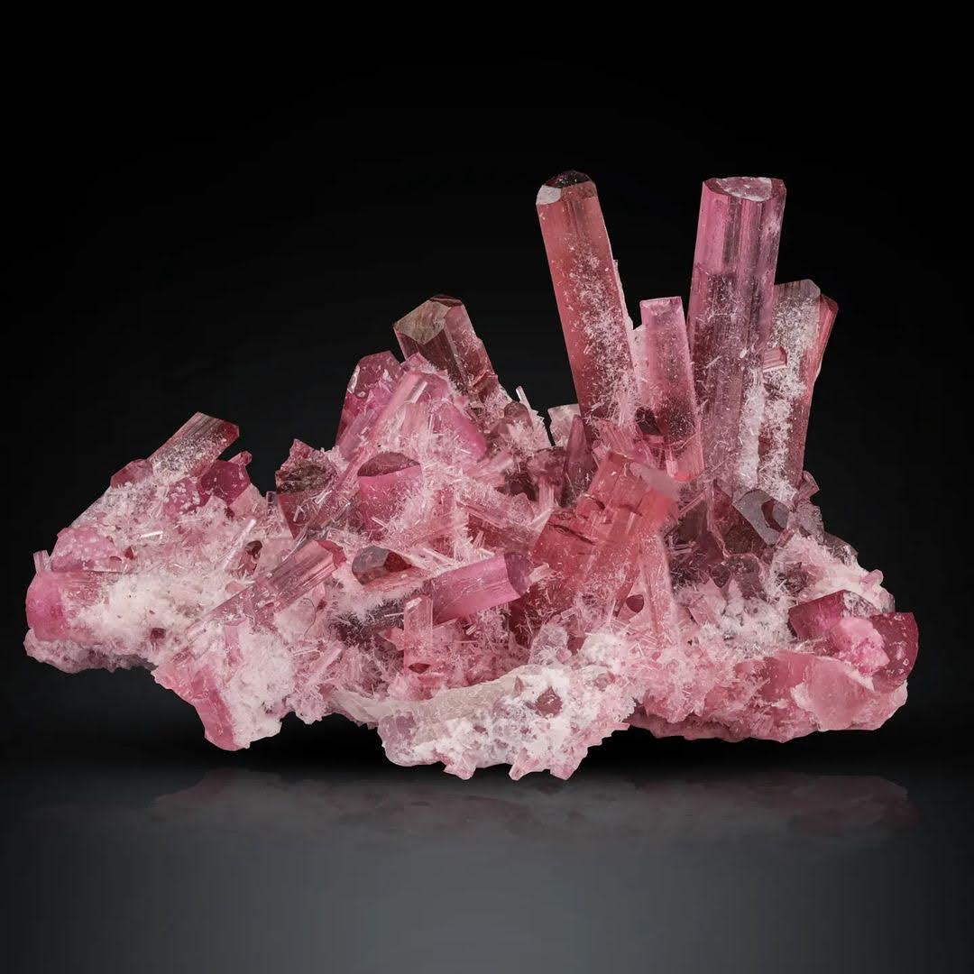 Rubilite Pink Tourmaline Crystal Cluster on Matrix from Afghanistan