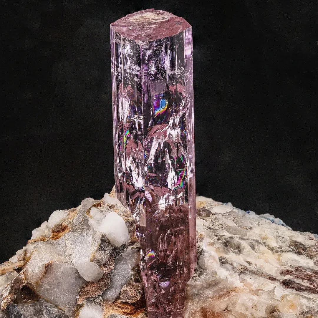 Free Standing Pink Topaz Crystal on Calcite Matrix from Pakistan
