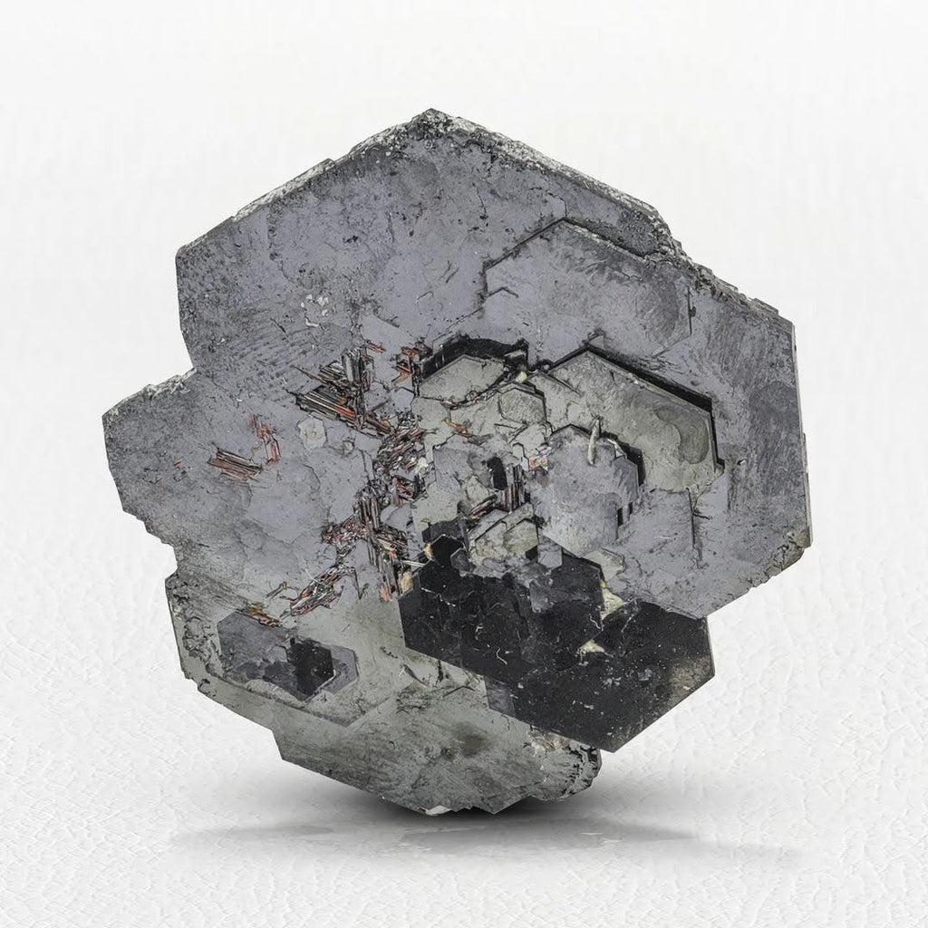 Double Terminated Metallic Black Hematite with Sagenite from Pakistan