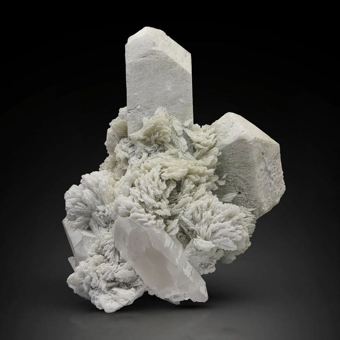 White Microcline Feldspar on Cleavelandite with Quartz from Pakistan
