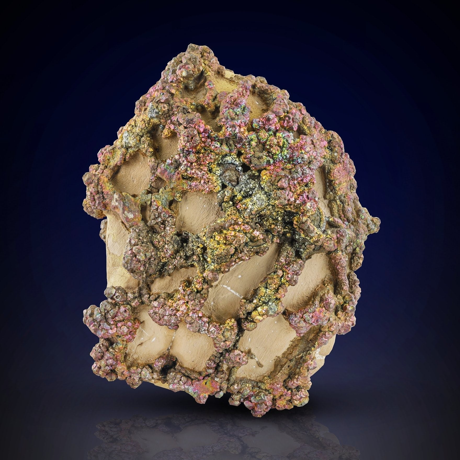 iridescent Marcasite crystals on Lemonite matrix from Pakistan