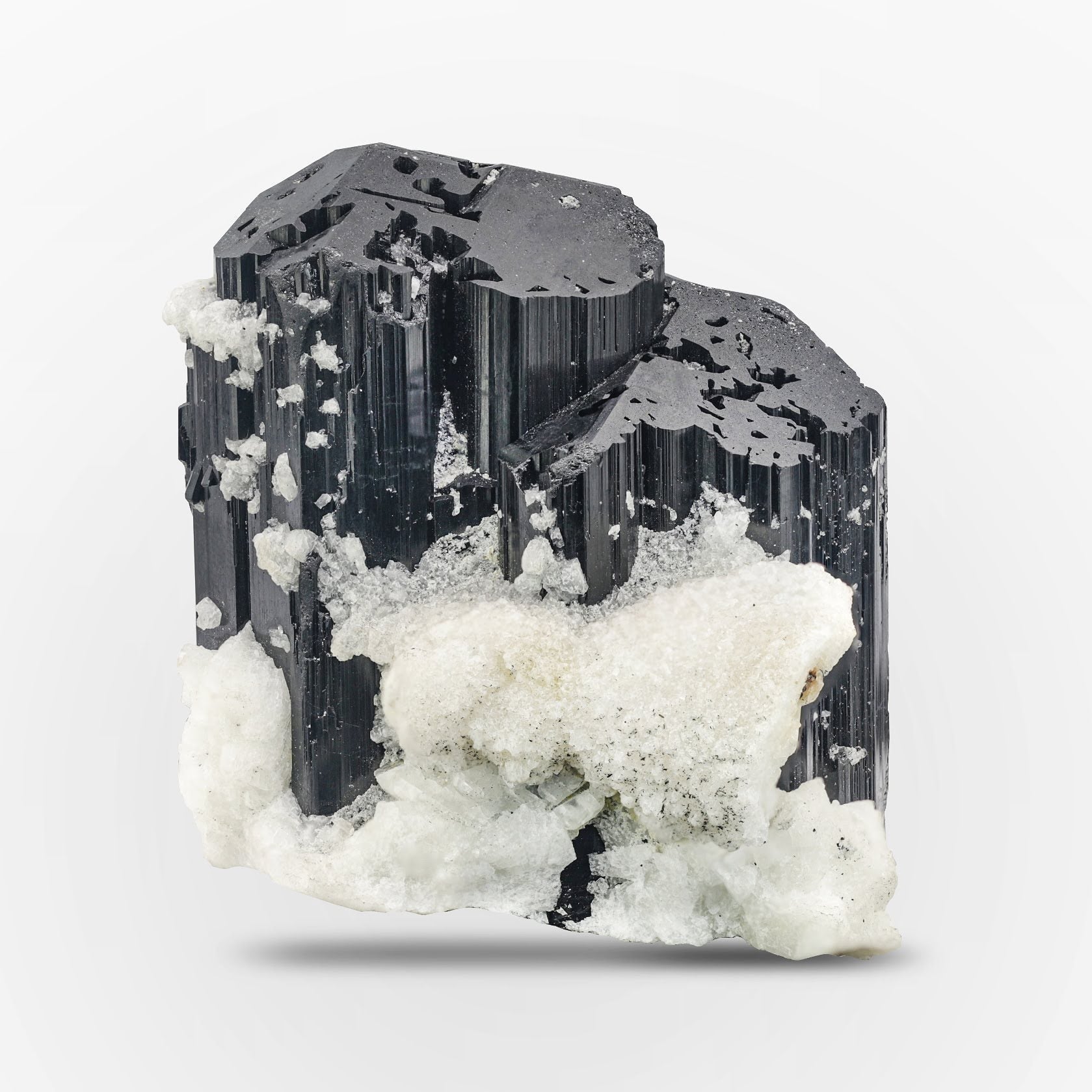 Schorl Black Tourmaline On Albite From Afghanistan
