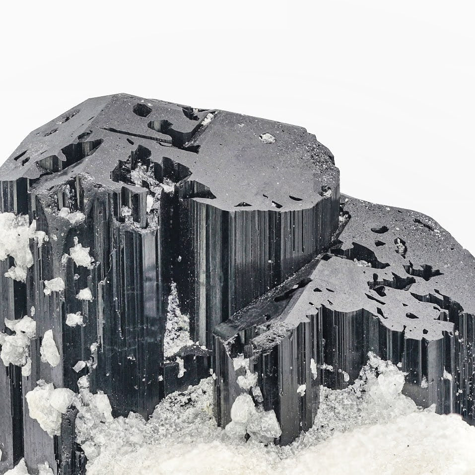 Schorl Black Tourmaline On Albite From Afghanistan