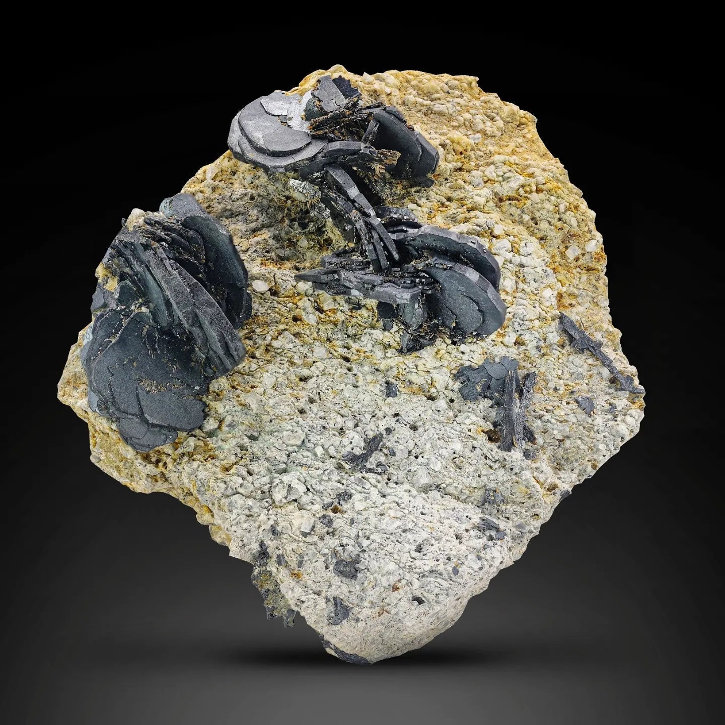 Isolated compact Hematite rosettes crystals on matrix from Pakistan