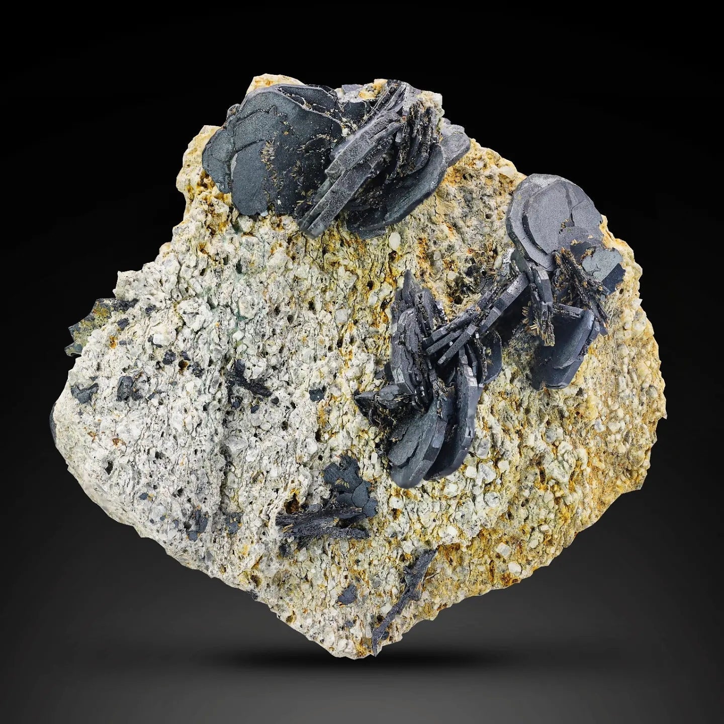Isolated compact Hematite rosettes crystals on matrix from Pakistan