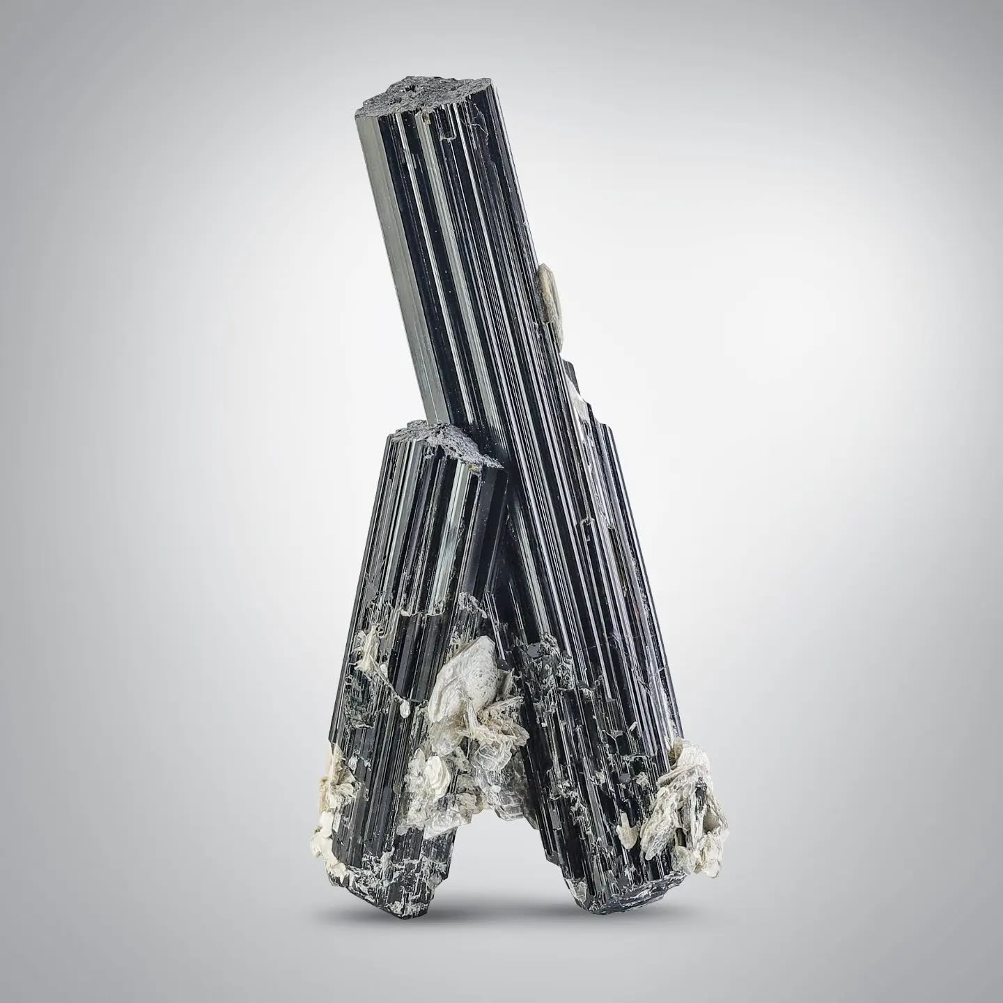 V-Shape Schorl Black Tourmaline Crystals with Mica From Pakistan