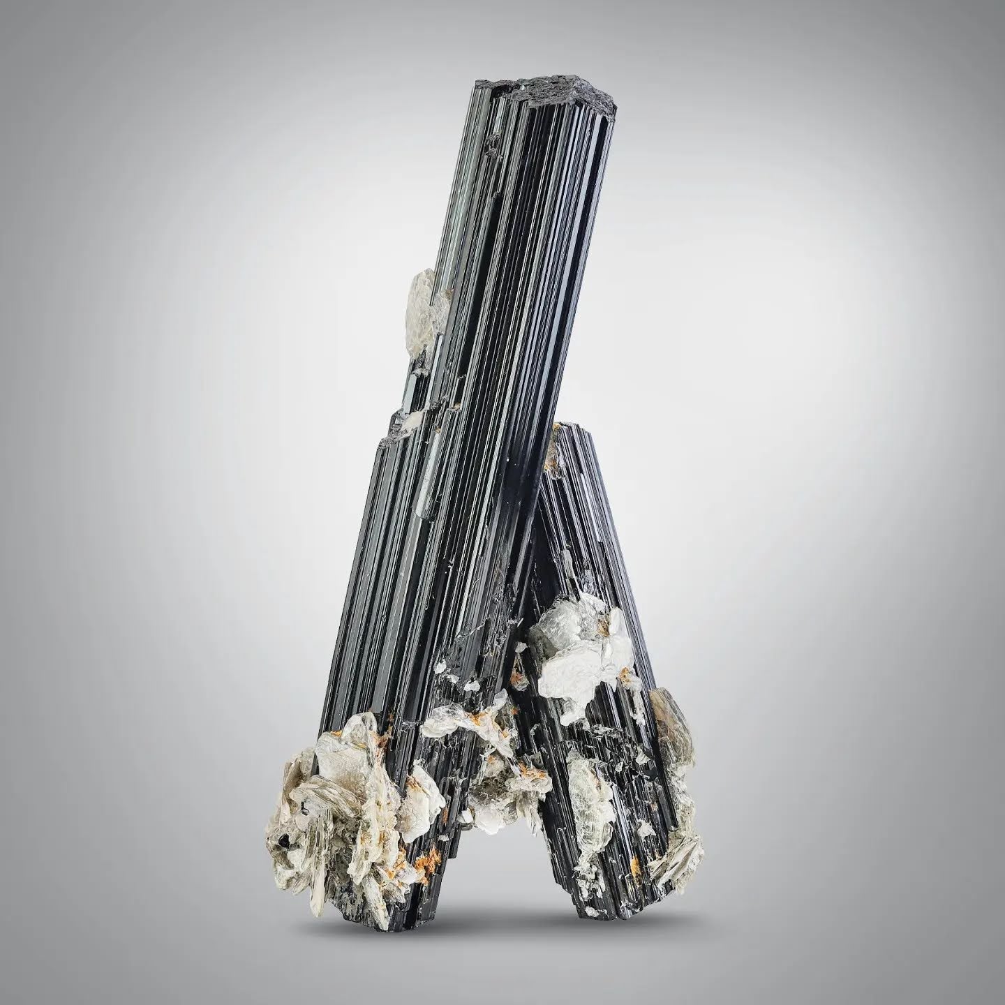 V-Shape Schorl Black Tourmaline Crystals with Mica From Pakistan