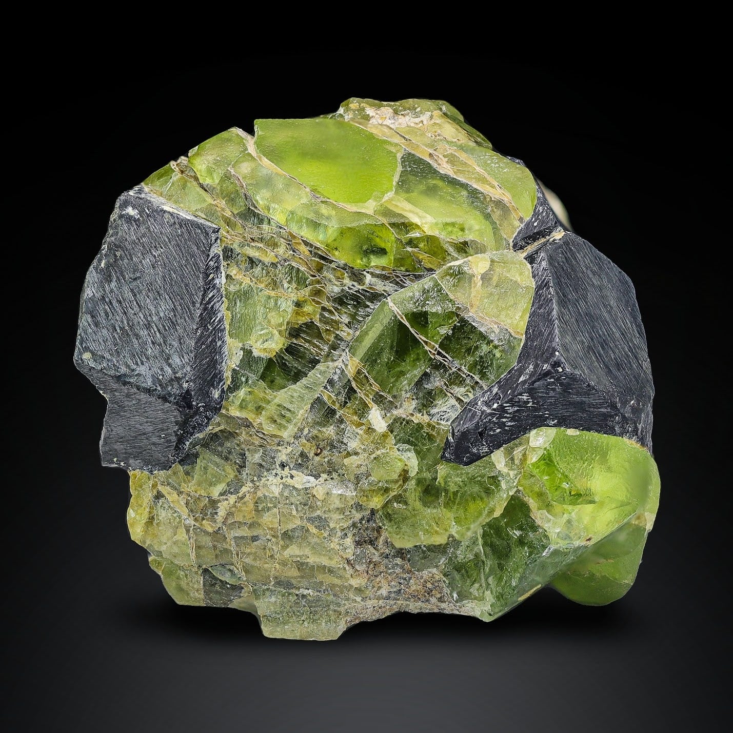 Rare Magnetite Crystals On Peridot From Pakistan