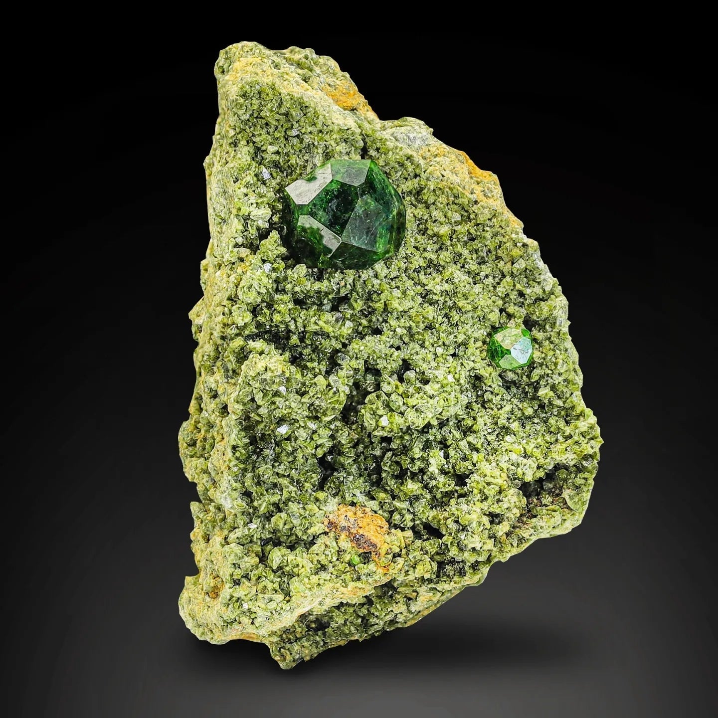 Isolated and Isometric Demantoid Green Garnet Crystal on Matrix from Iran