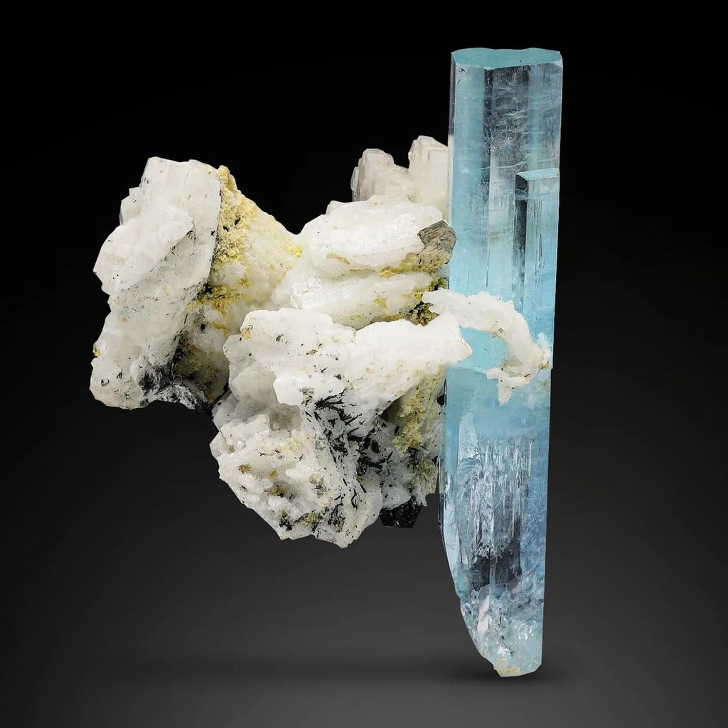 Double Terminated Aquamarine Crystal on Albite Matrix From Pakistan