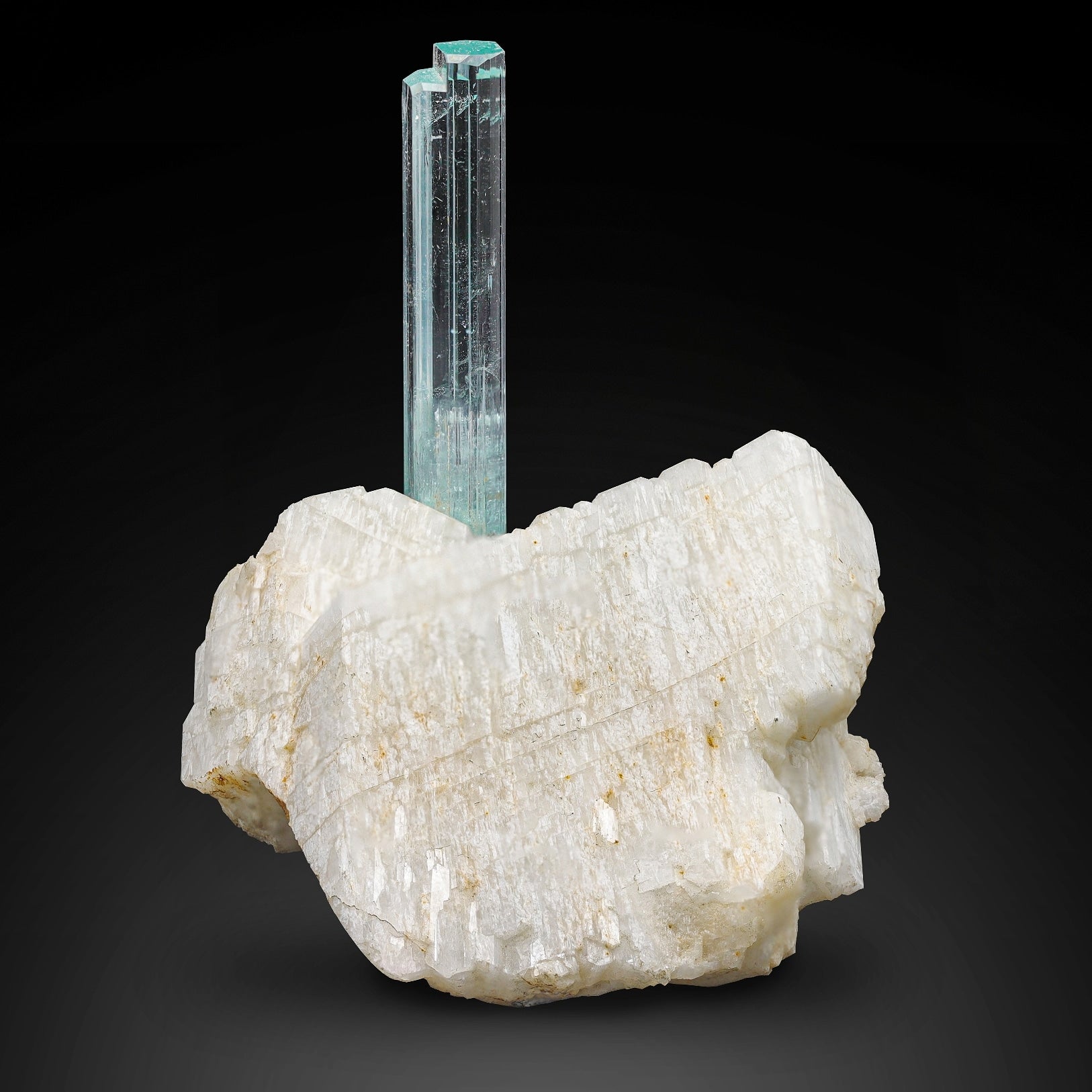 free standing Aquamarine crystal on Microcline Feldspar From Pakistan