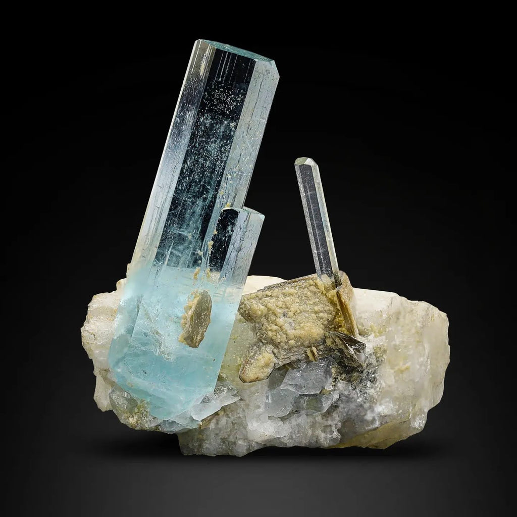 Specimen Of Aquamarine Crystals On Albite Matrix From Pakistan
