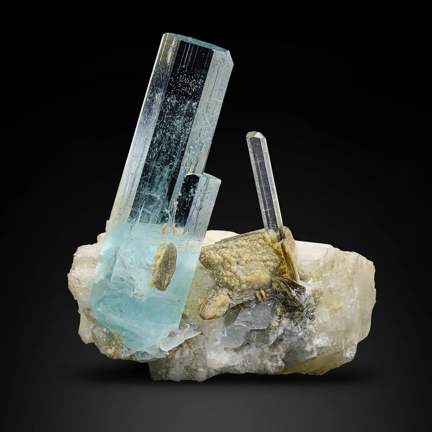 Specimen Of Aquamarine Crystals On Albite Matrix From Pakistan