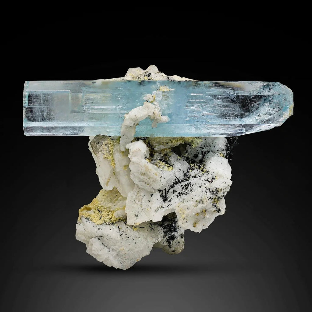Double Terminated Aquamarine Crystal on Albite Matrix From Pakistan