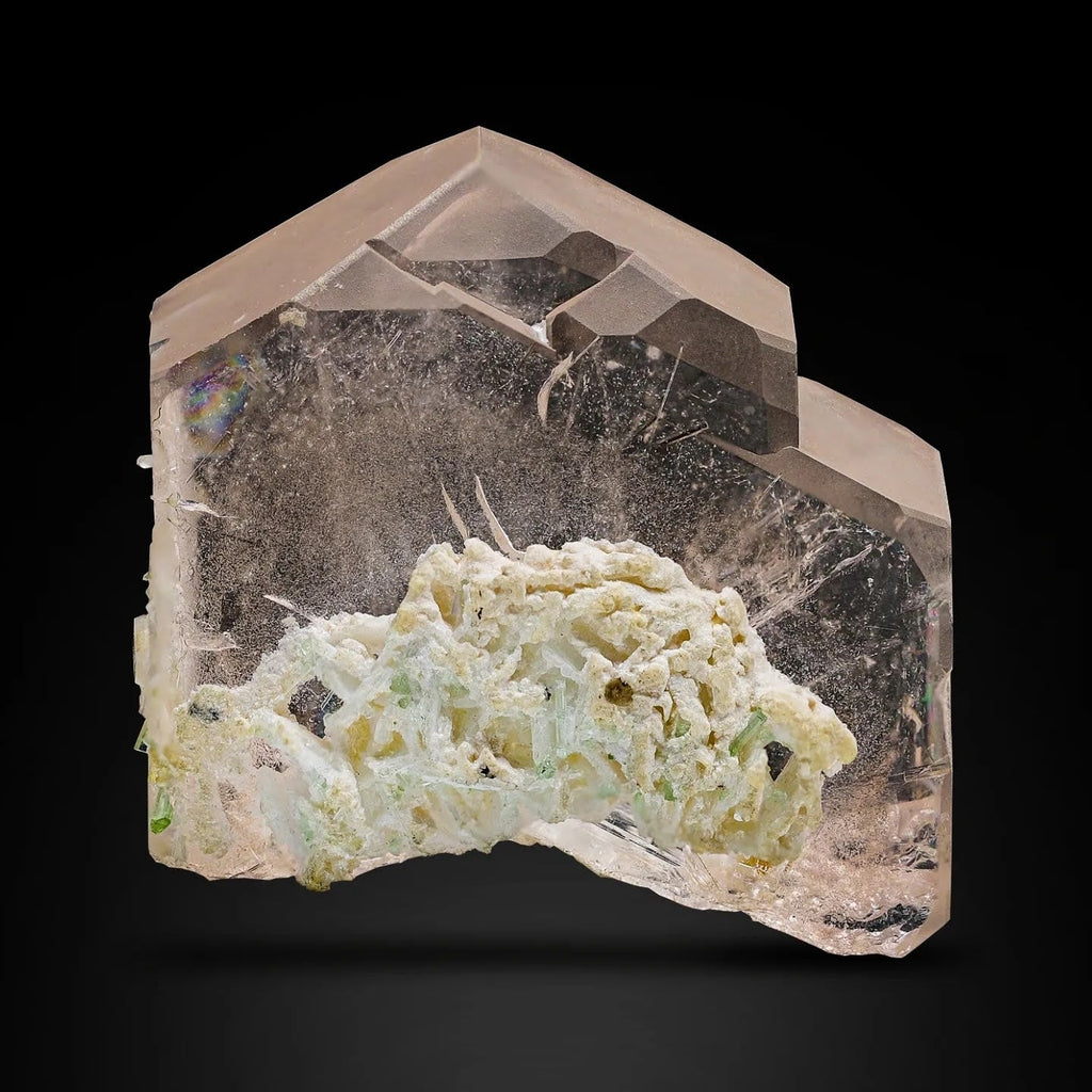 Double Terminated Morganite Crystal With Albite From Afghanistan
