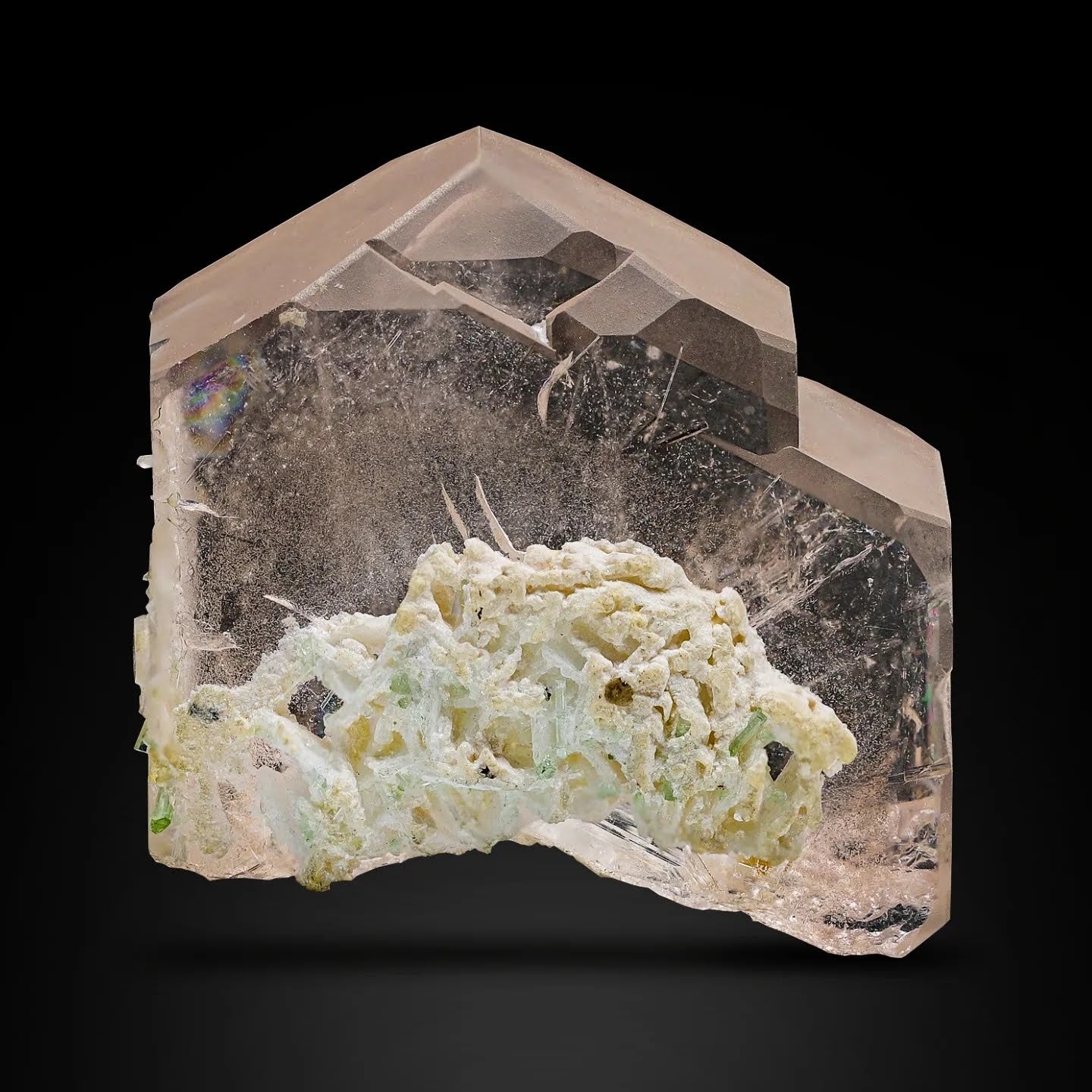 Double Terminated Morganite Crystal With Albite From Afghanistan