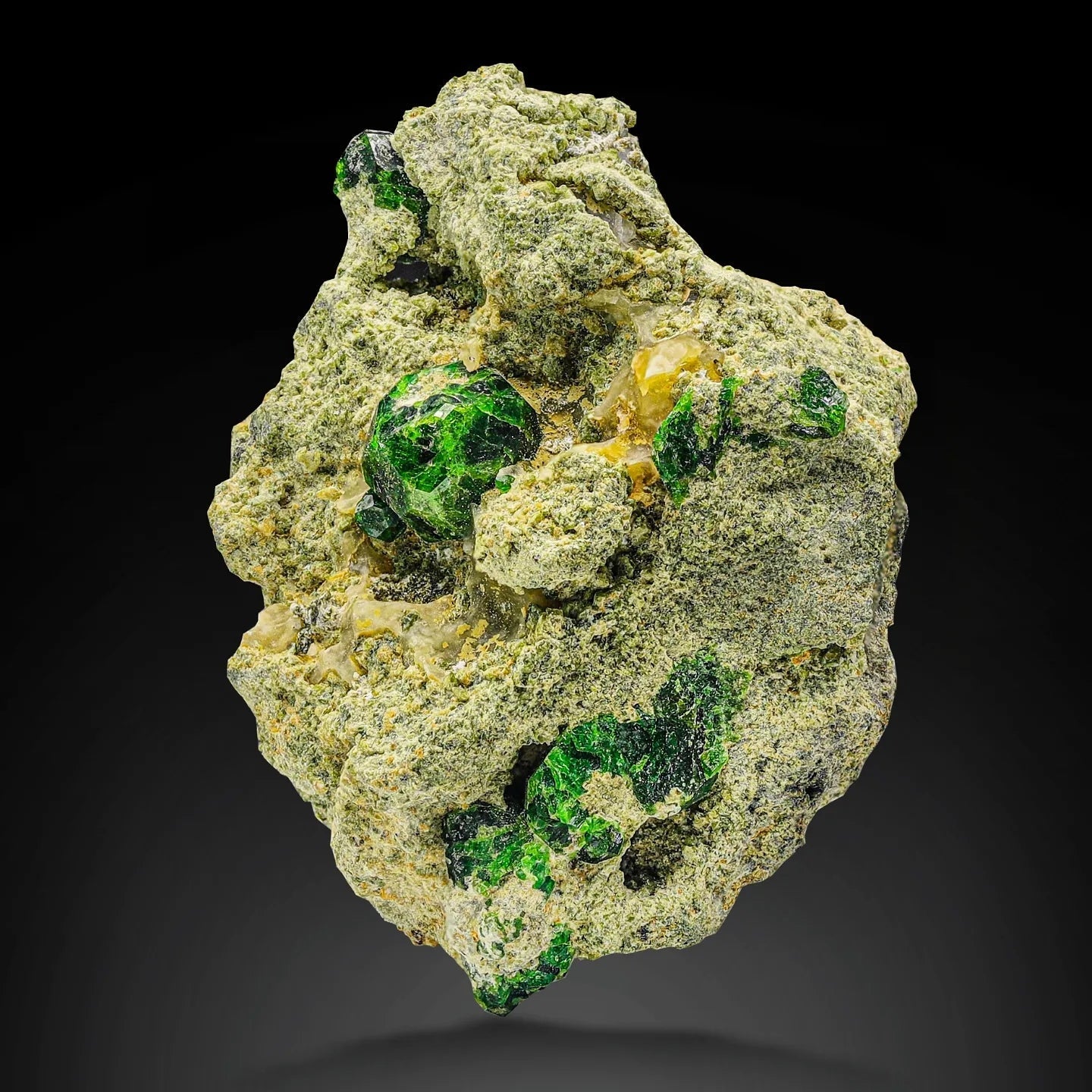 Iconic Saturated color Demantoid Green Garnet Crystals on Matrix from Iran