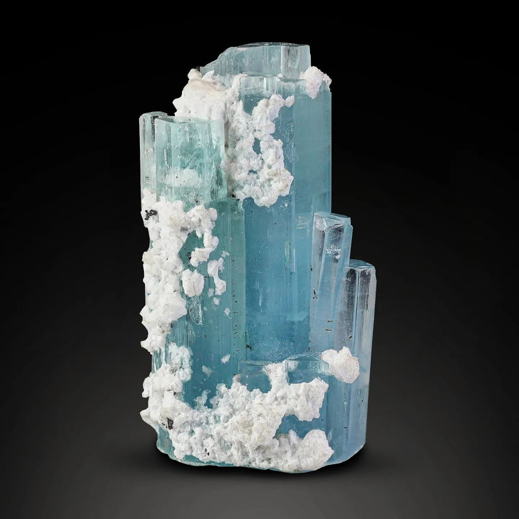 adorable double terminated sky-blue color Aquamarine with white Albite From Pakistan