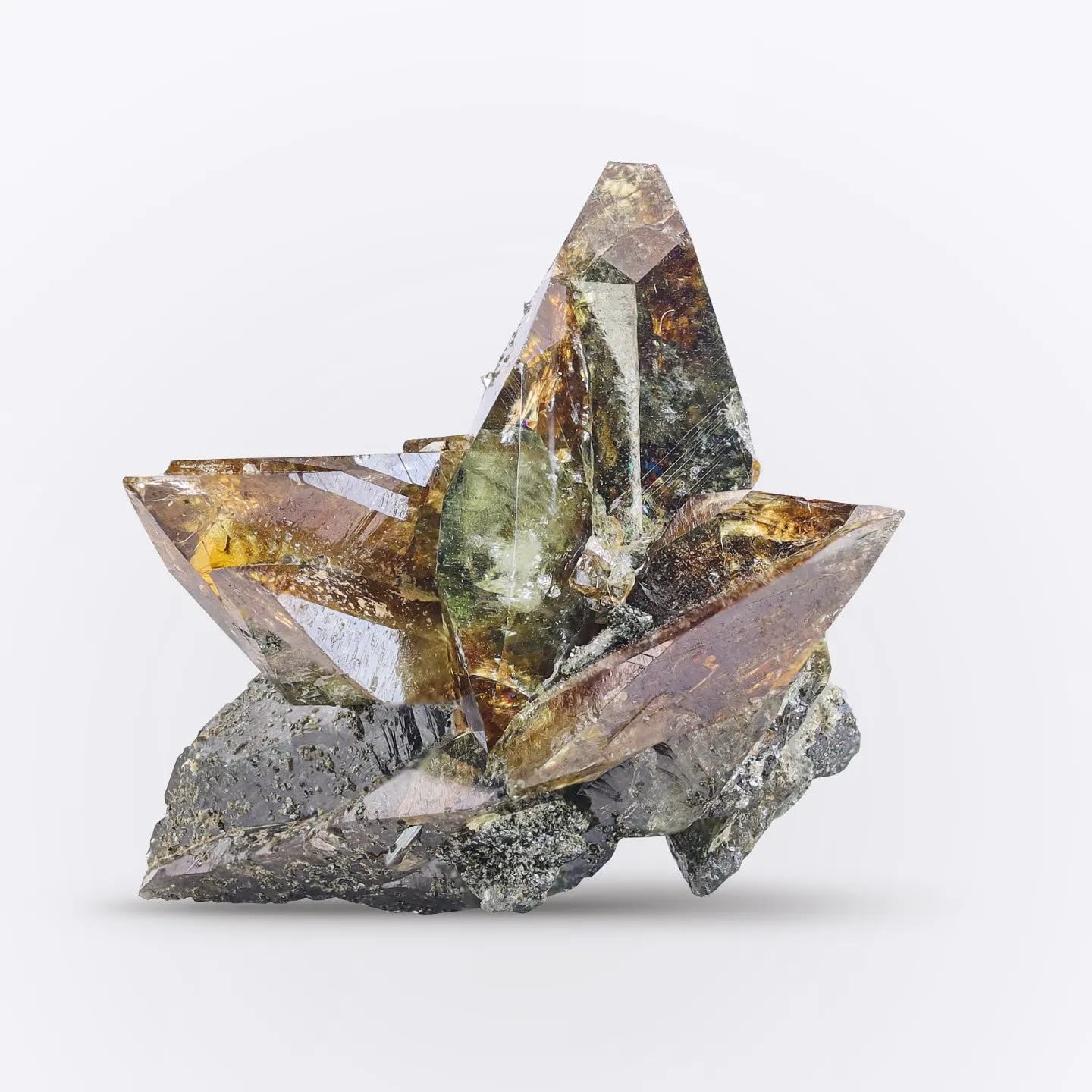 Star Titanite Crystal Cluster On Matrix From Pakistan