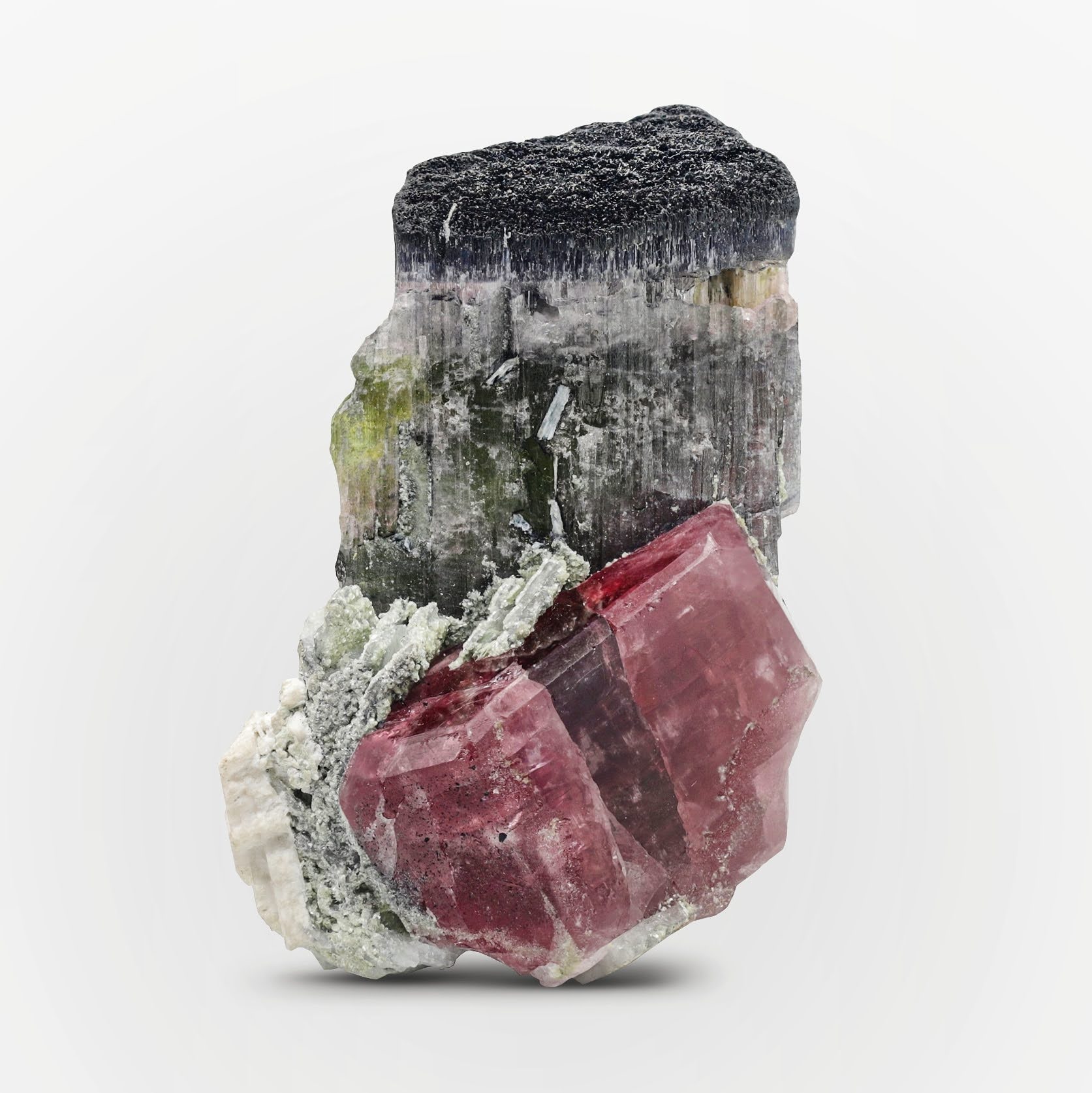Apatite On Bi Color Tourmaline Scepter From Afghanistan