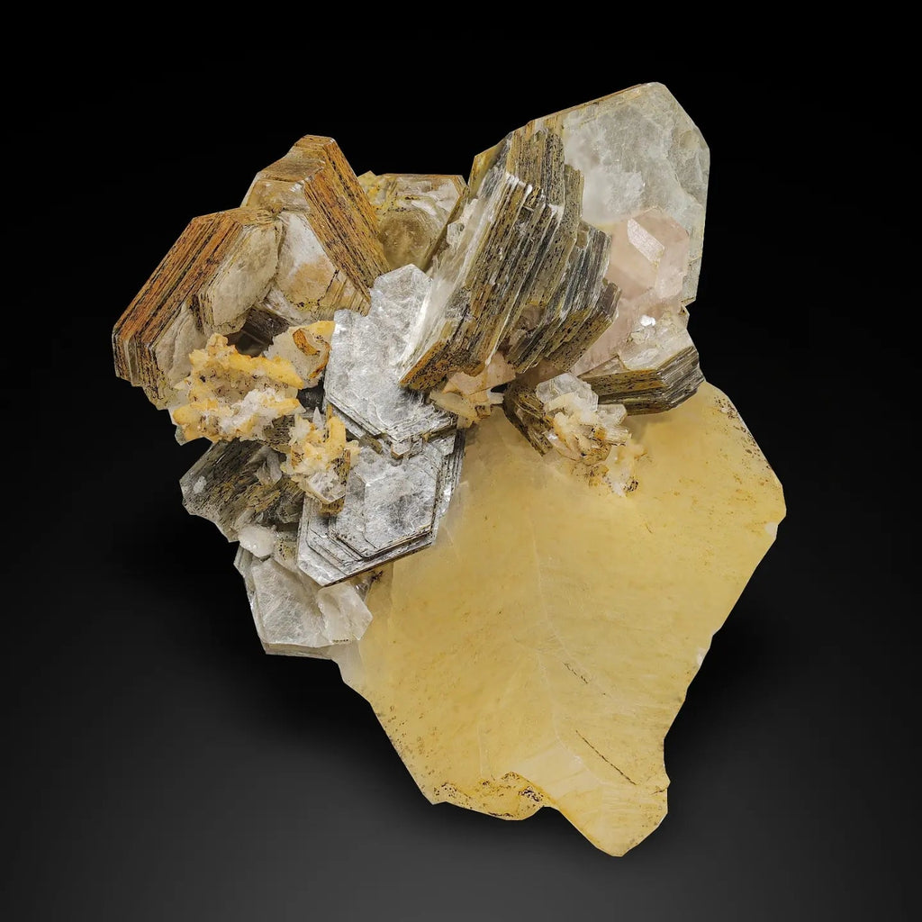 Aesthetic Cluster of Muscovite with Apatite on Quartz from Pakistan
