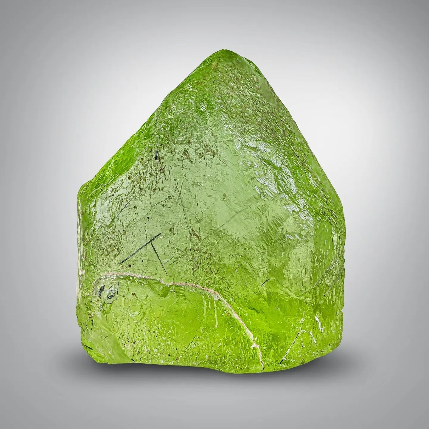 Grape-green Color Gem Double Terminated Peridot Crystal from Pakistan