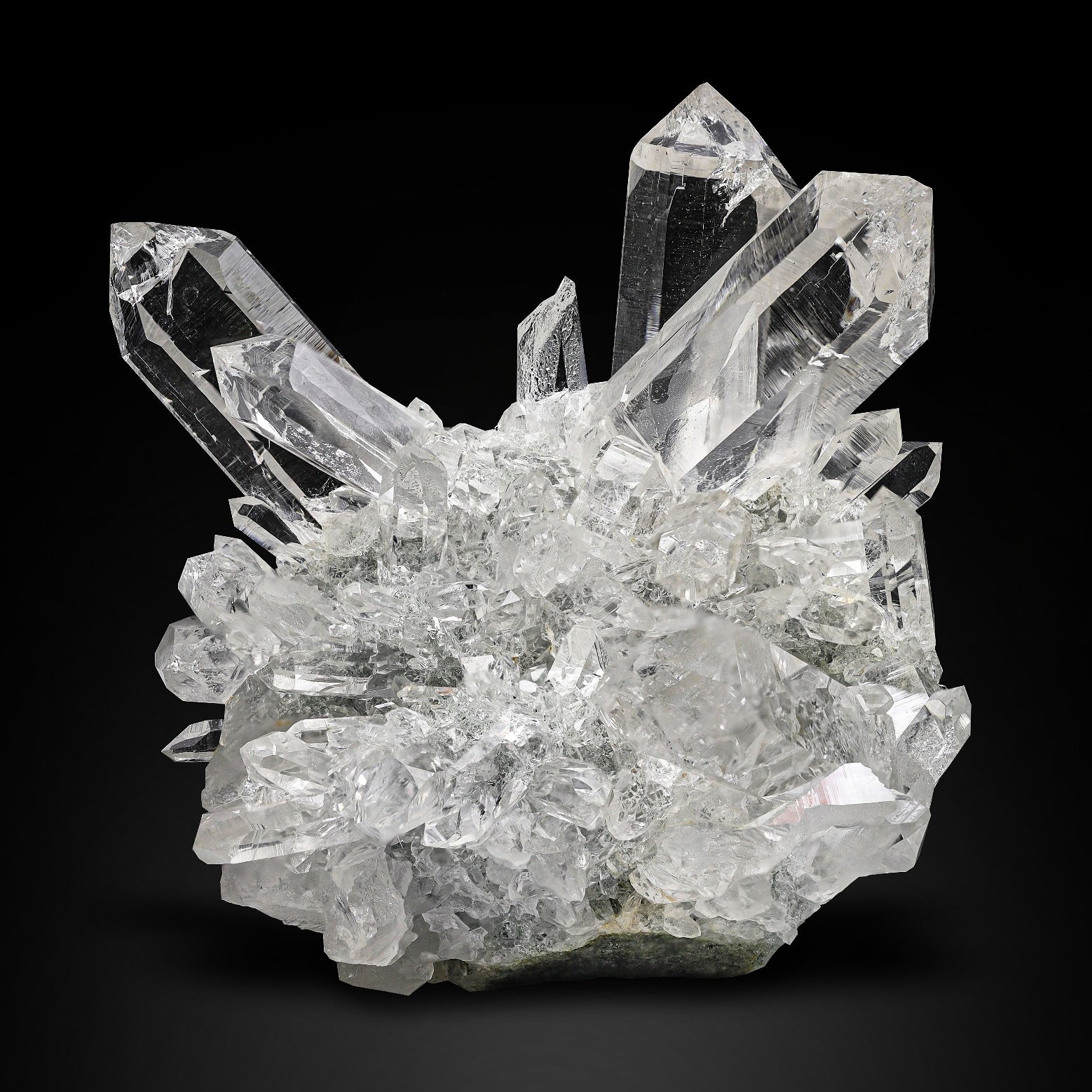 Gorgeous Cluster of Quartz crystals shooting out of matrix from India