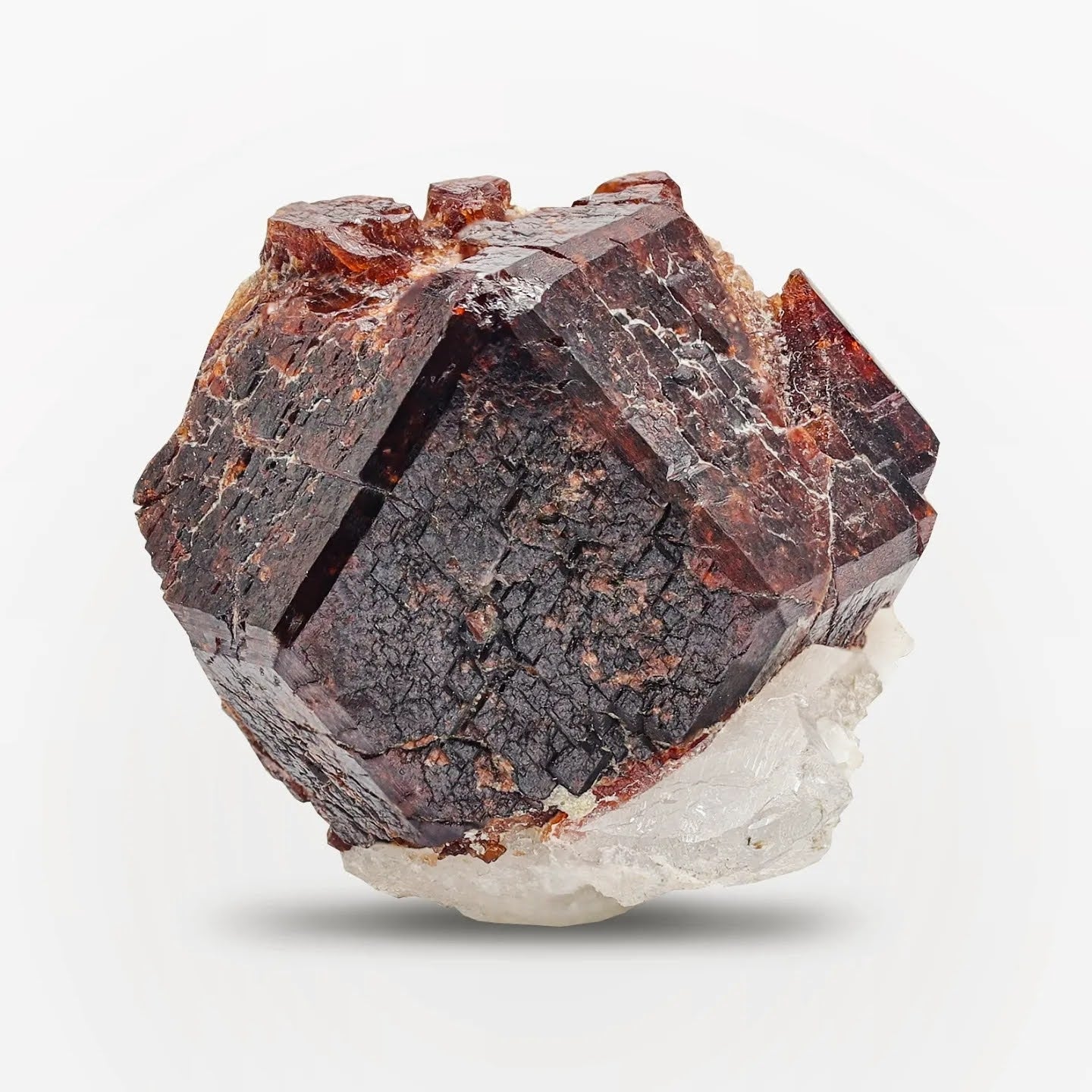 Red Spessartine Garnet Crystal On Albite Matrix From Pakistan