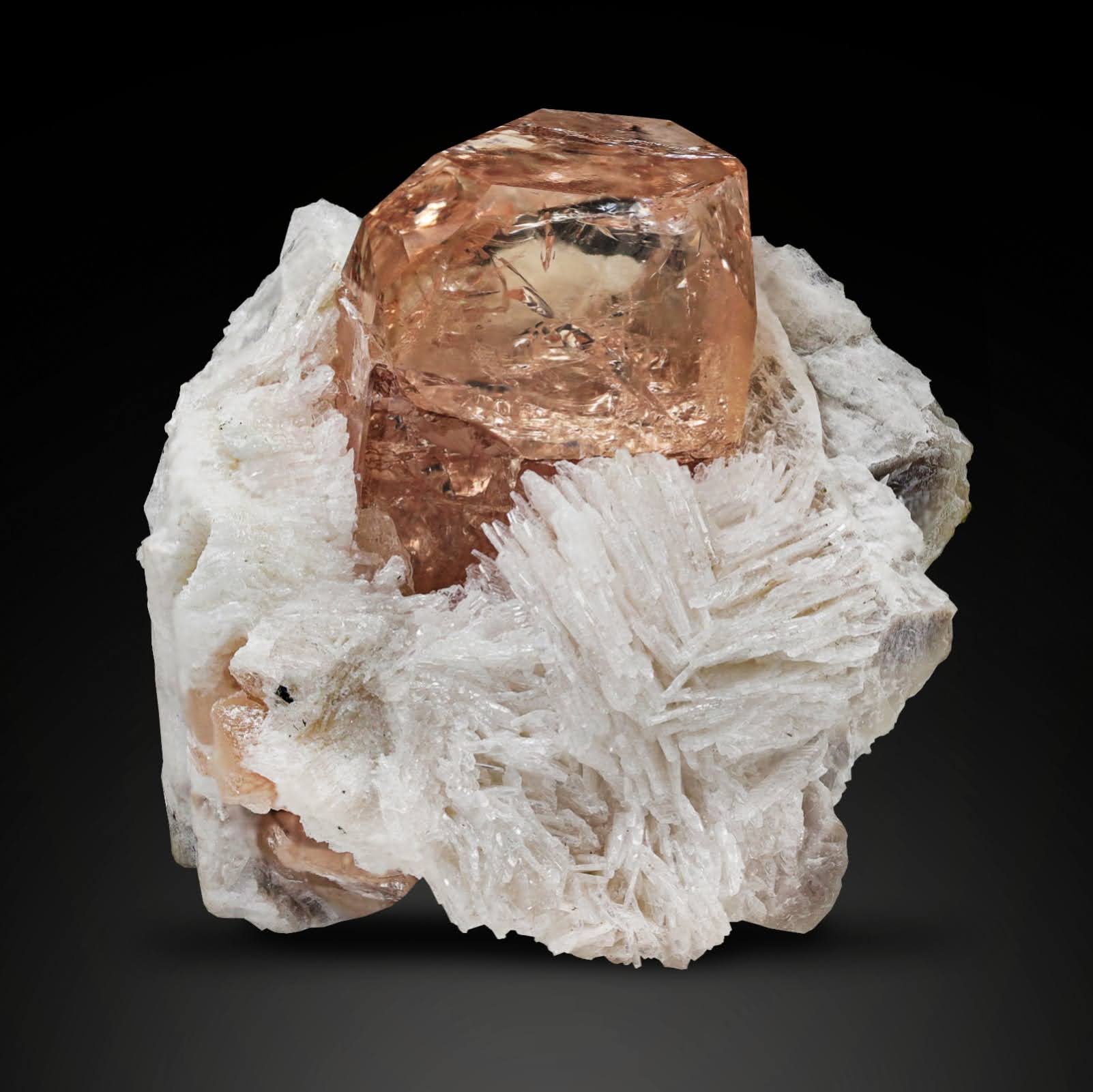 Imperial Topaz Crystal On Cleavelandite From Pakistan