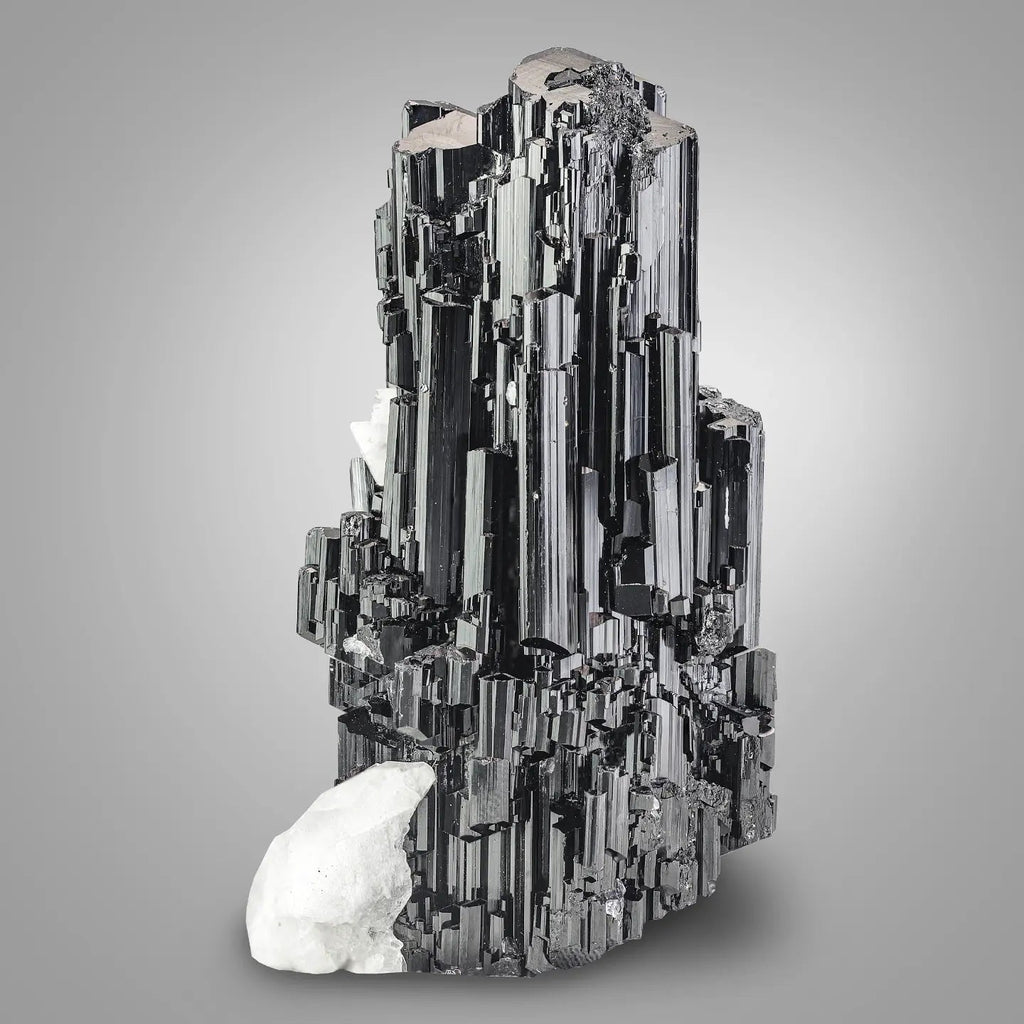Protective Black Tourmaline Cluster with White Albite Matrix for Sale from Pakistan