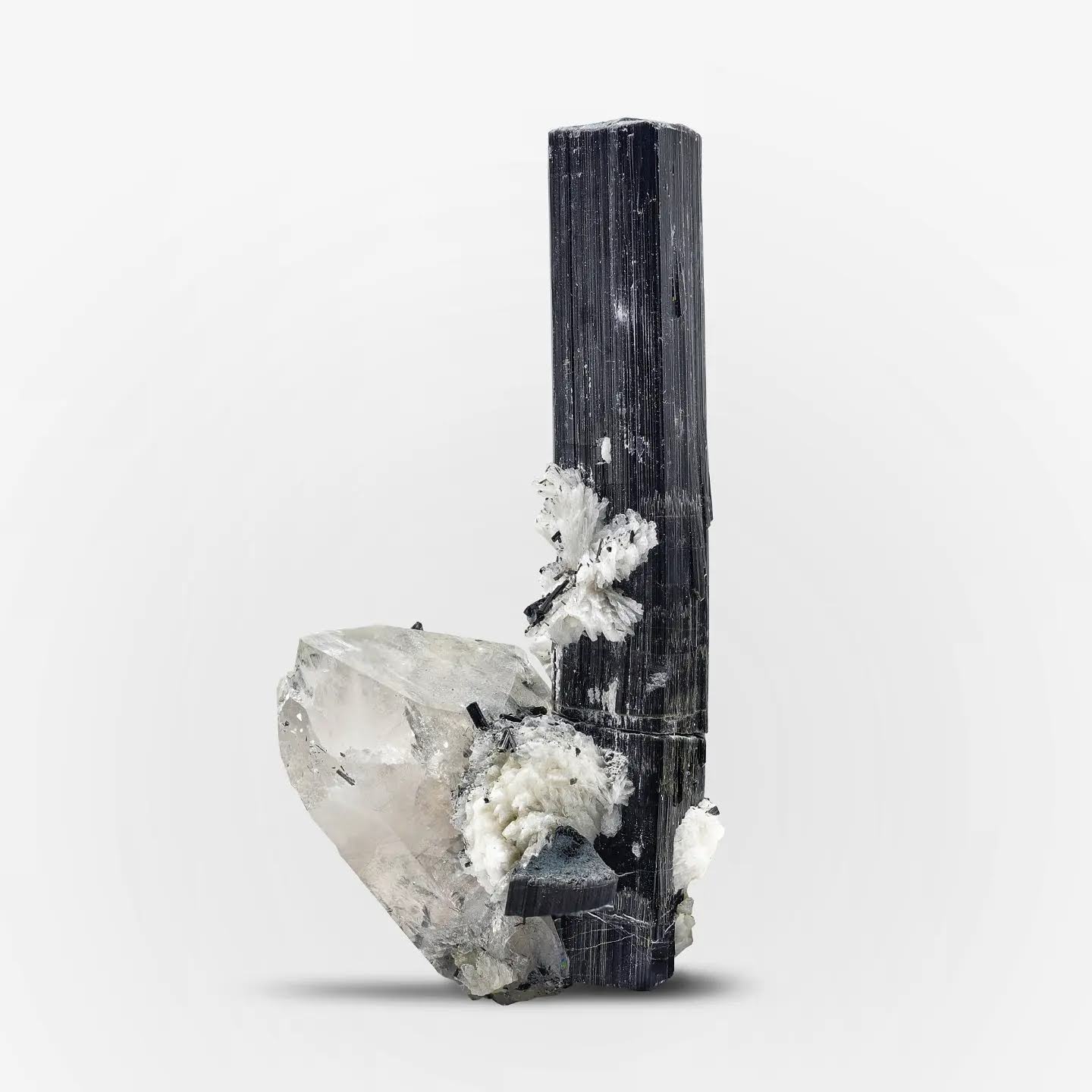 Free Standing Schorl Black Tourmaline On Quartz From Pakistan