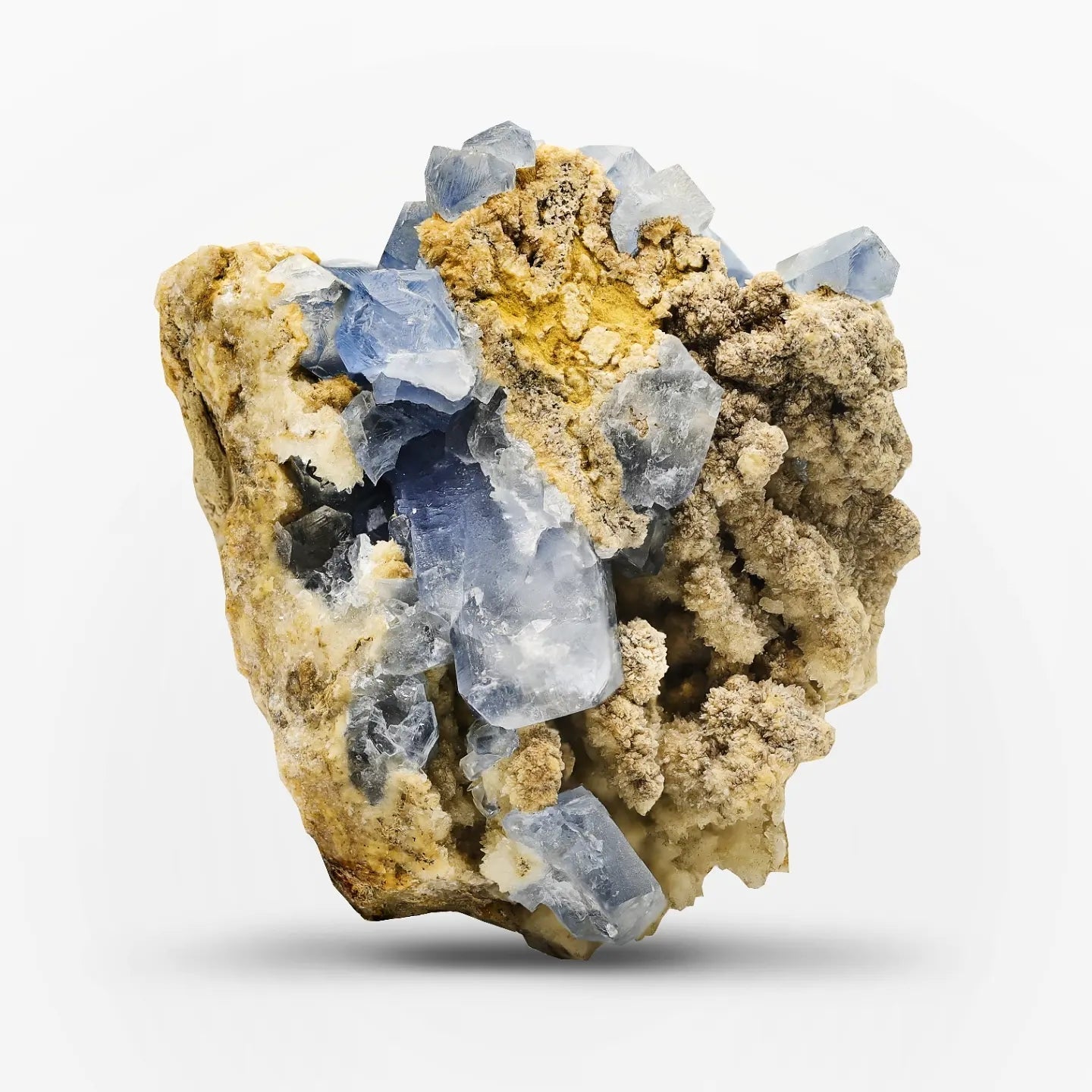 Vibrant Blue color Celestine Crystals on Calcite from Afghanistan