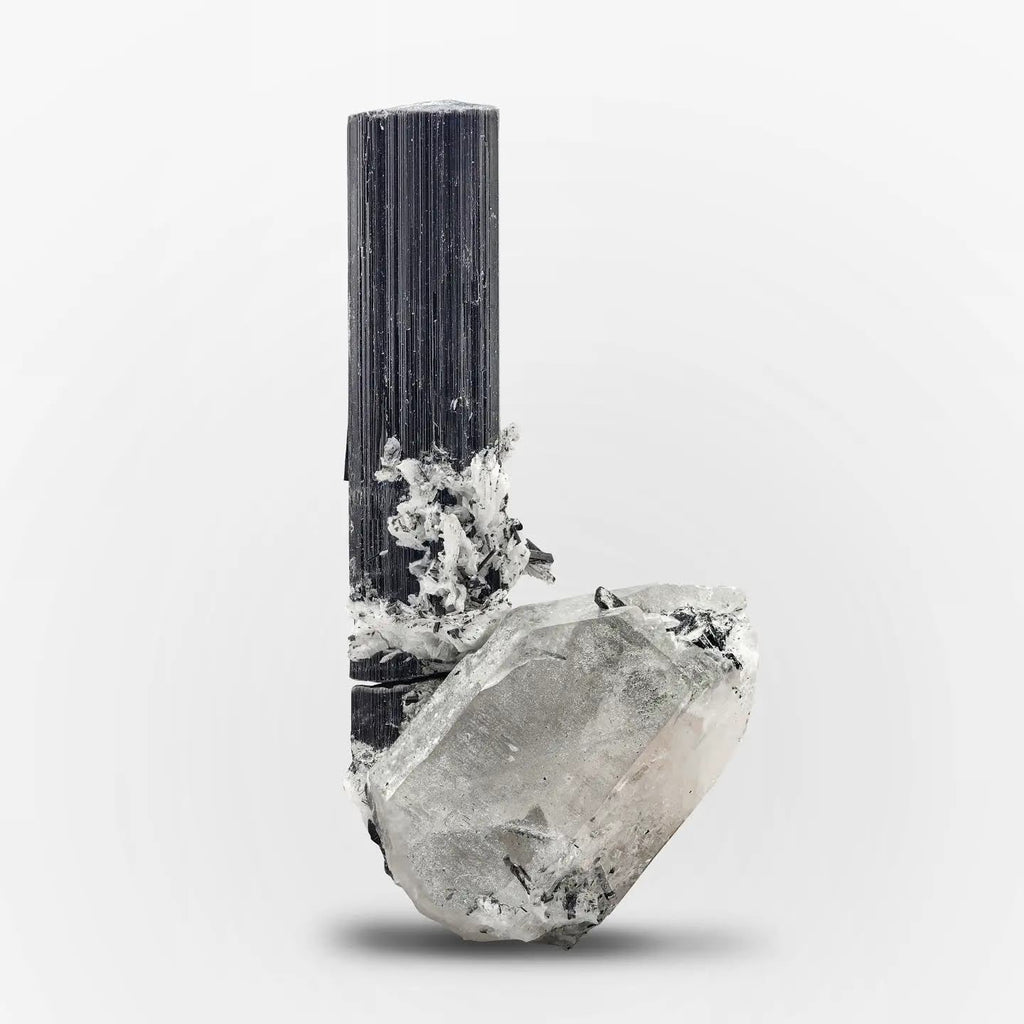 Free Standing Schorl Black Tourmaline On Quartz From Pakistan