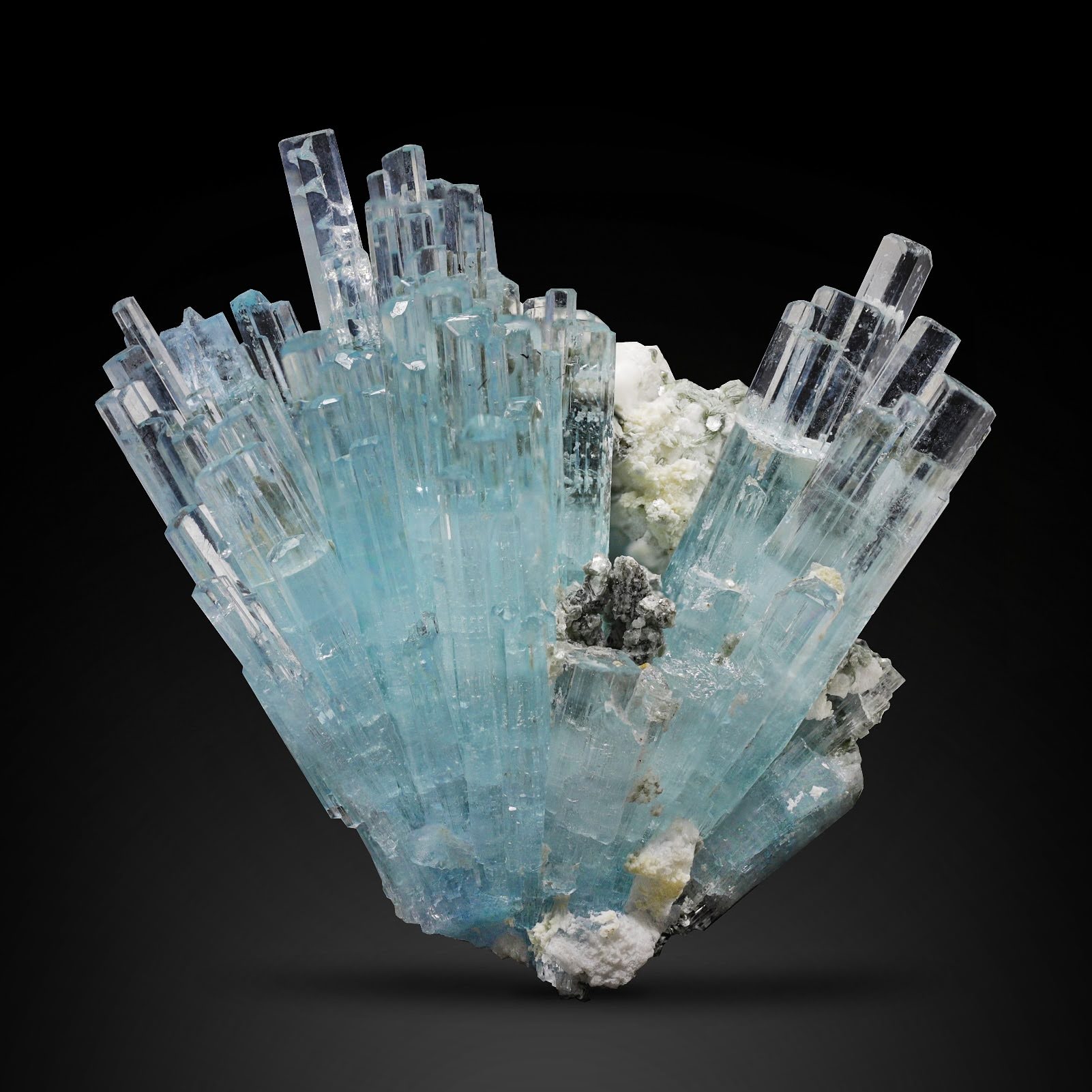 Aquamarine Cluster with Muscovite On Albite From Pakistan