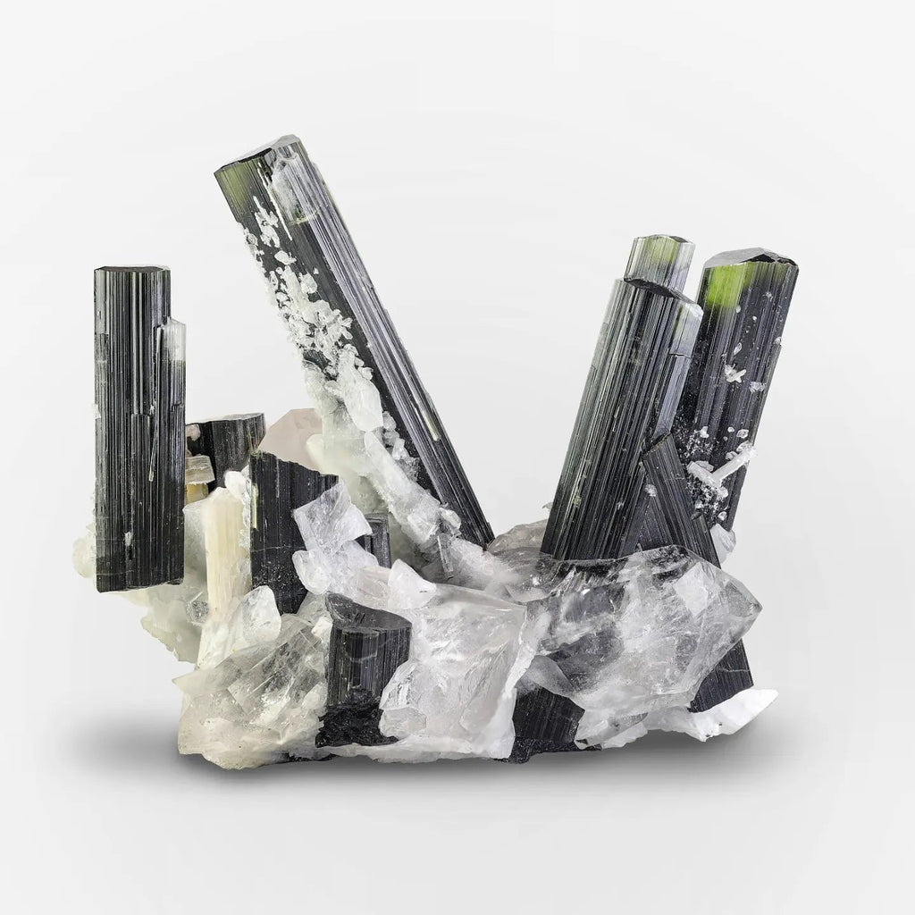 Green Cap Tourmaline elongated crystals on matrix from Pakistan