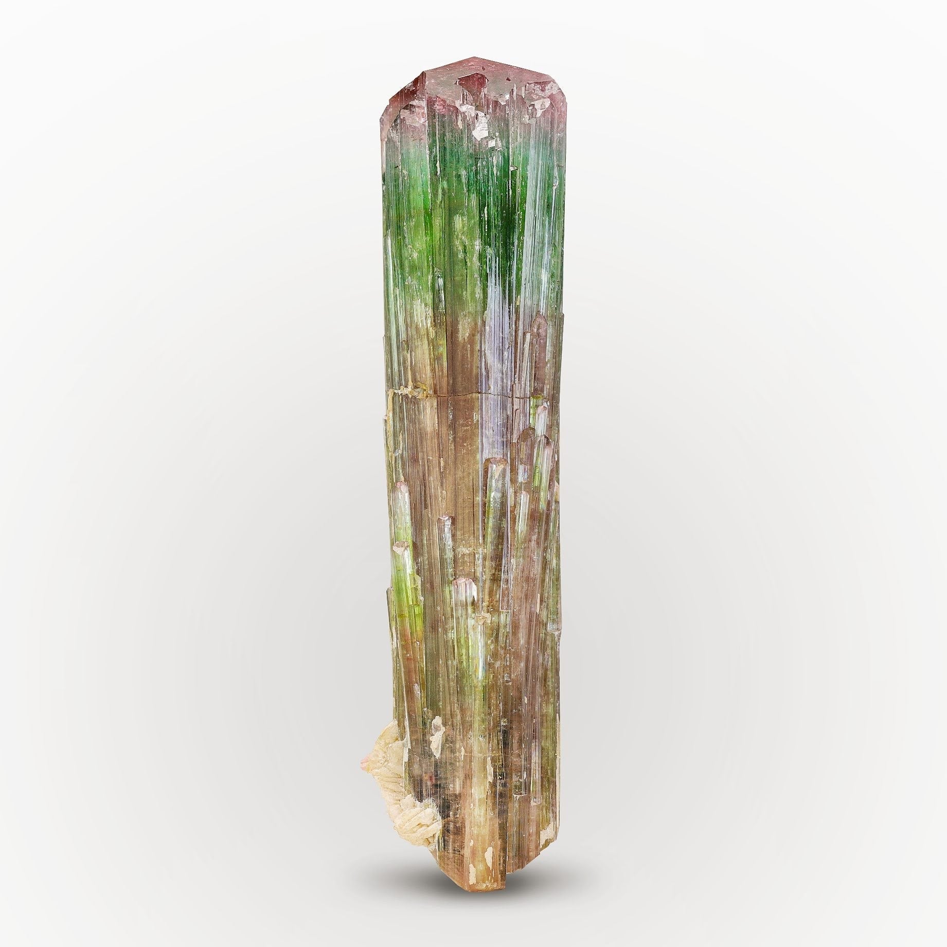 Double Terminated Tri Color Tourmaline With Albite From Afghanistan