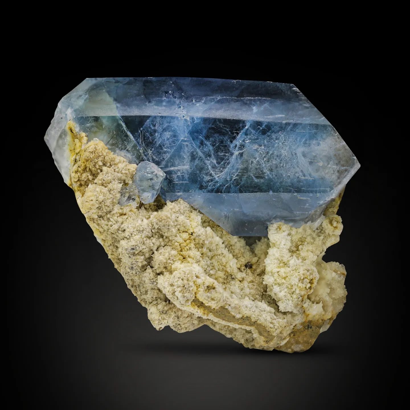 Blue Celestite Crystal On Calcite From Afghanistan