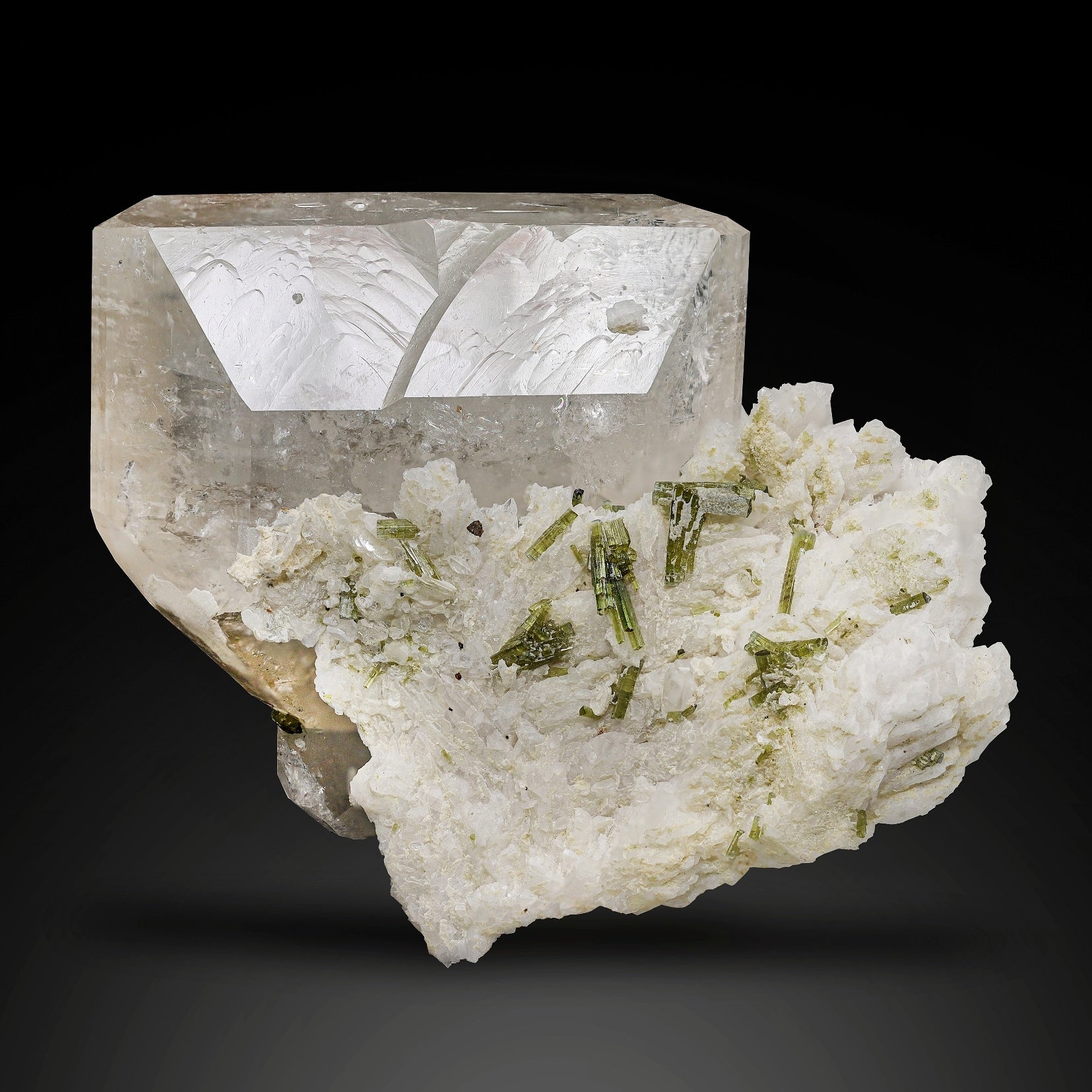Lustrous Topaz on Cleavelandite with Tourmaline Crystals from Pakistan