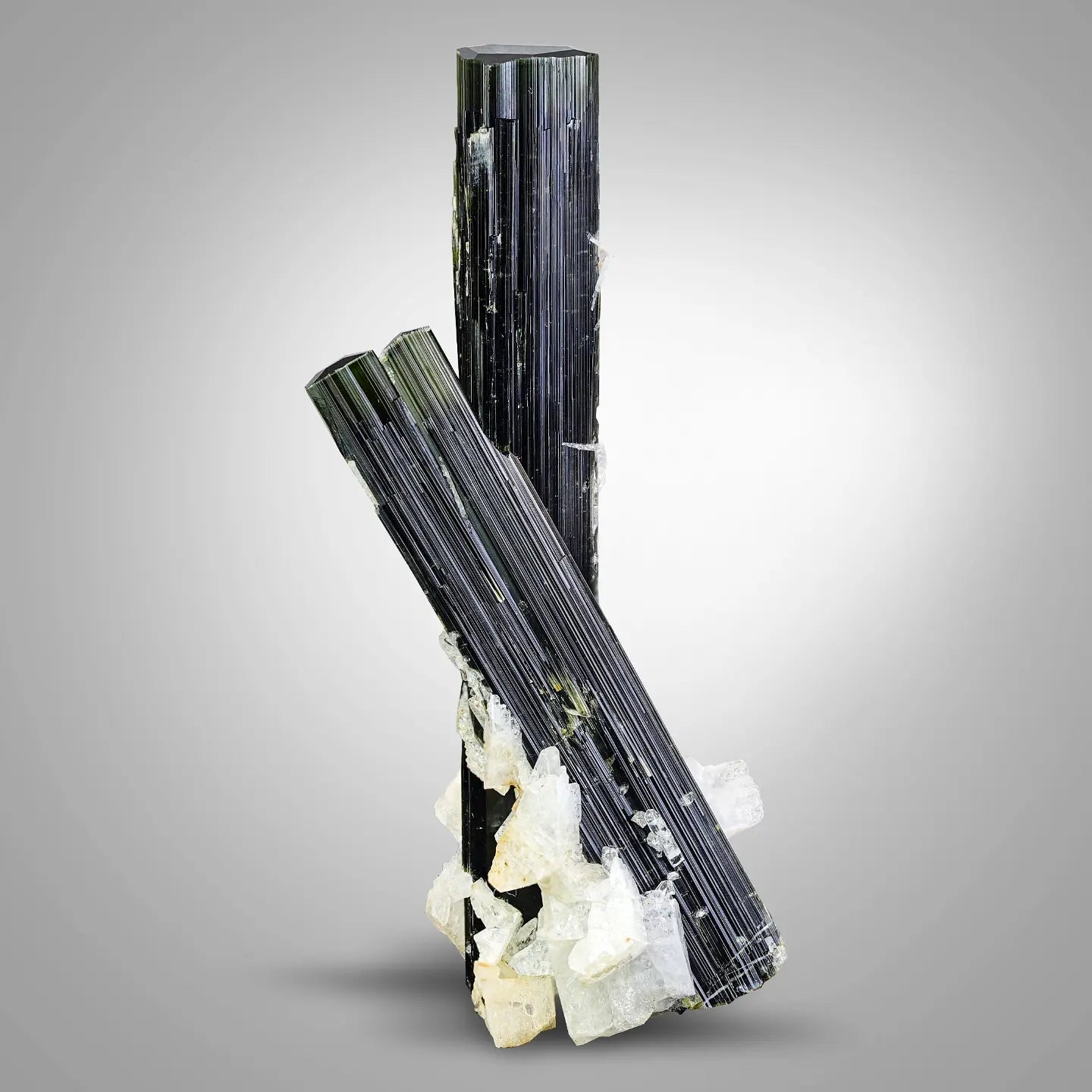 State-of-the-art Green Cap Tourmaline Couple Crystals with Cleavelandite from Pakistan